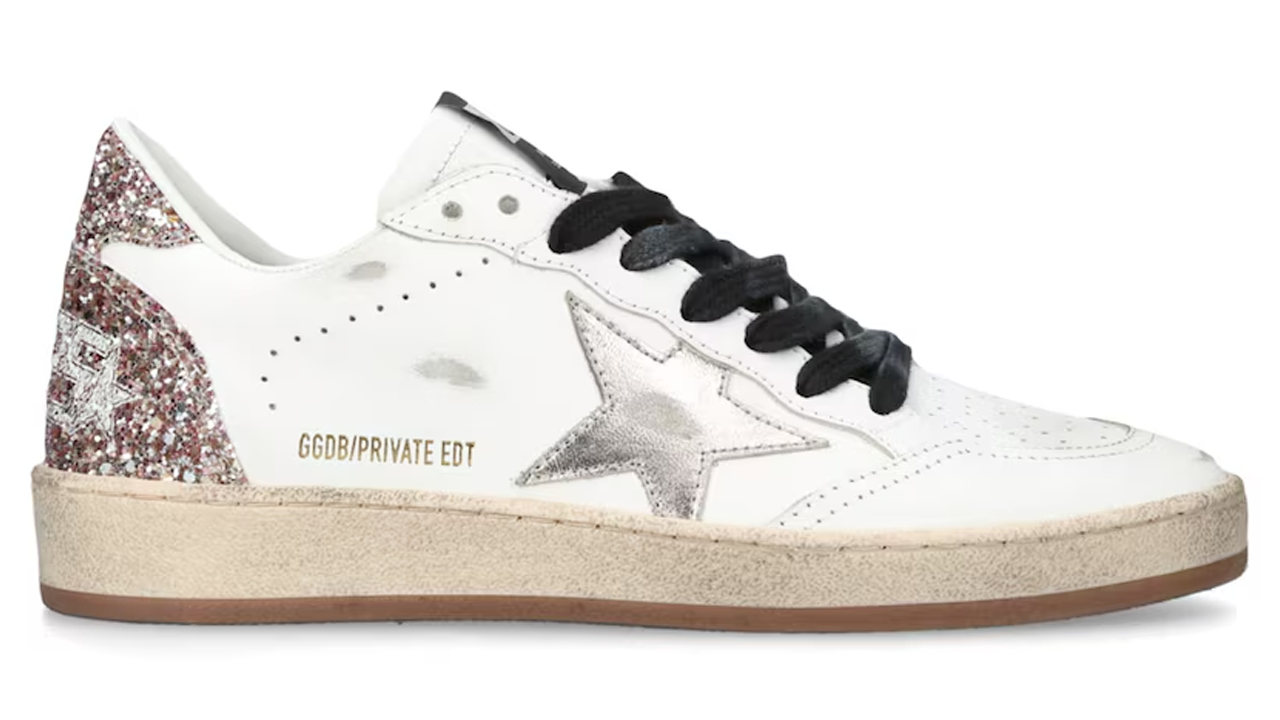 Golden Goose Ballstar White Pink Glitter Limited