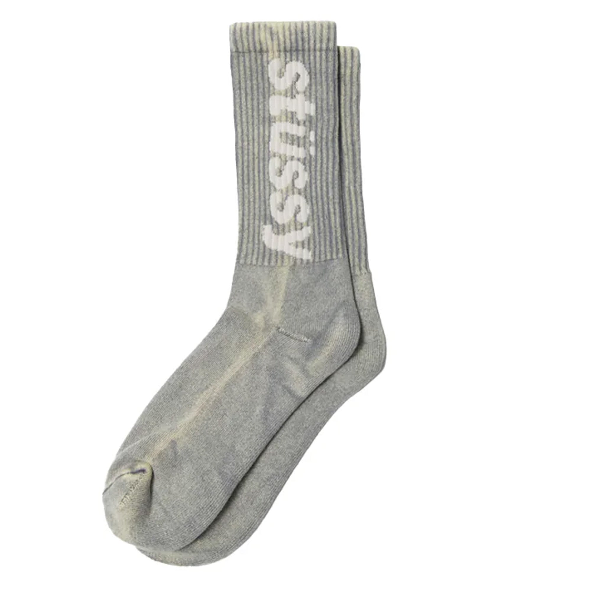 Stussy Washed Helvetica Crew Sock Grey