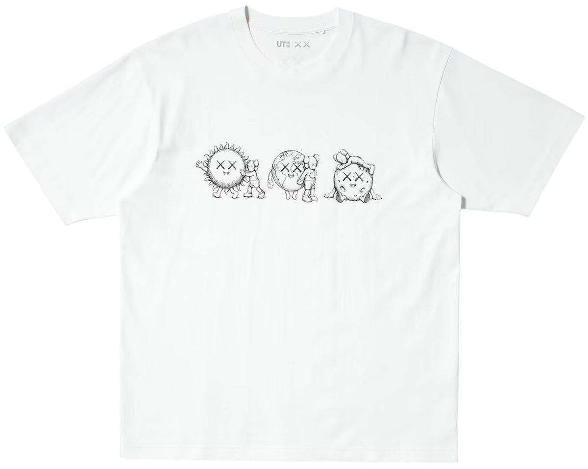 Kaws x Uniqlo White Planets Logo Front Tee