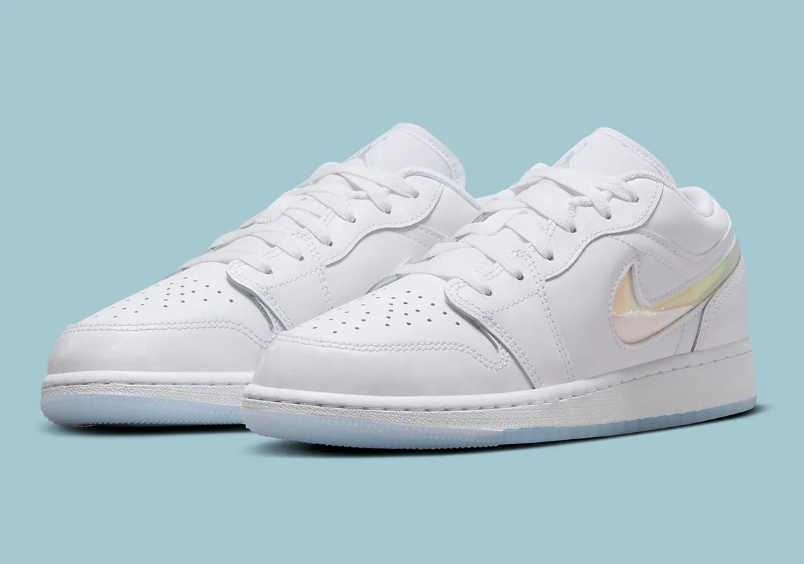 Air Jordan 1 Low White Ice Blue Glitter Swoosh