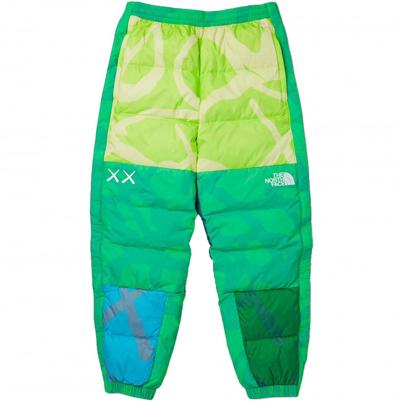 KAWS x The North Face Retro 1996 Nuptse Pants Safety Green Nuptse Print