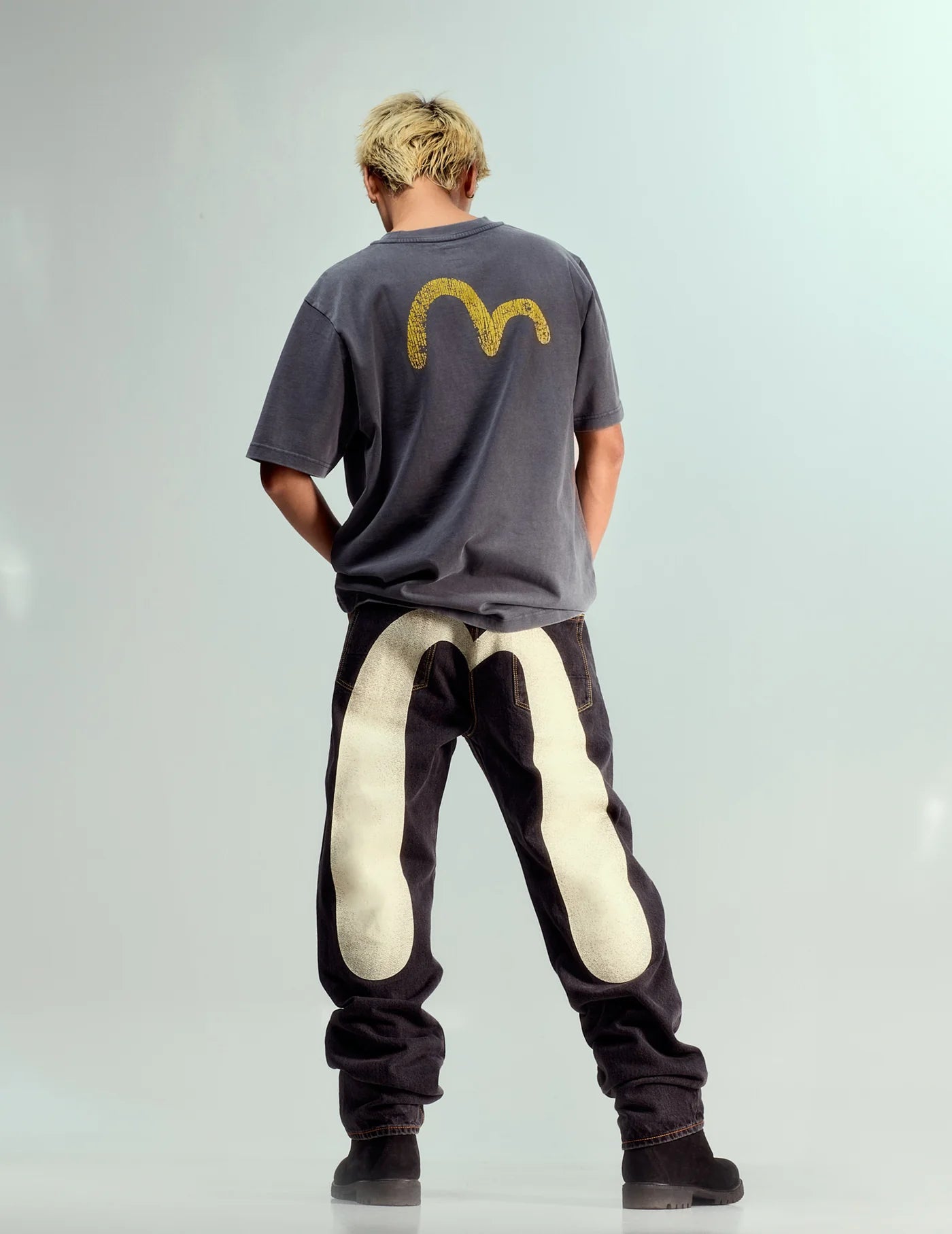 Evisu Daicock Print Baggy Fit Denim Jeans