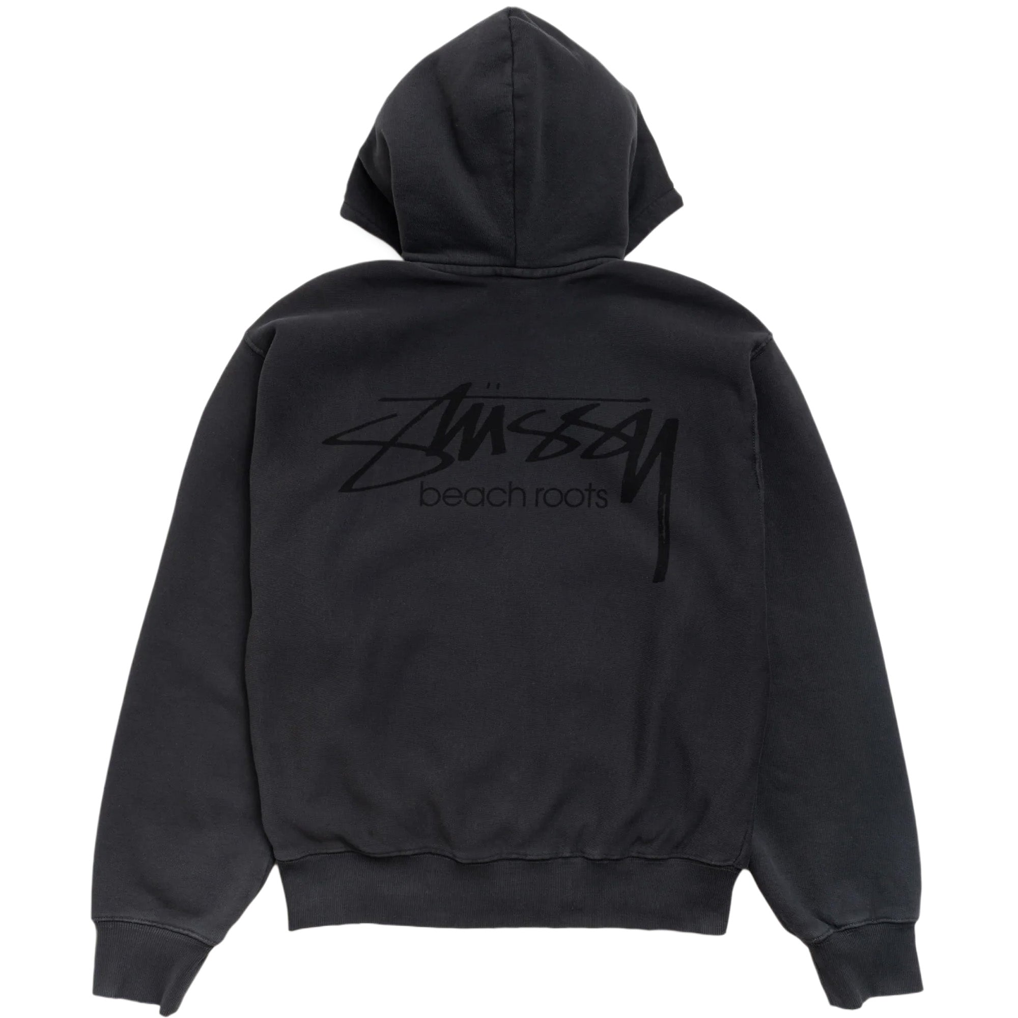 Stussy BEACH ROOTS ZIP HOODIE GARMENT DYED Faded Black