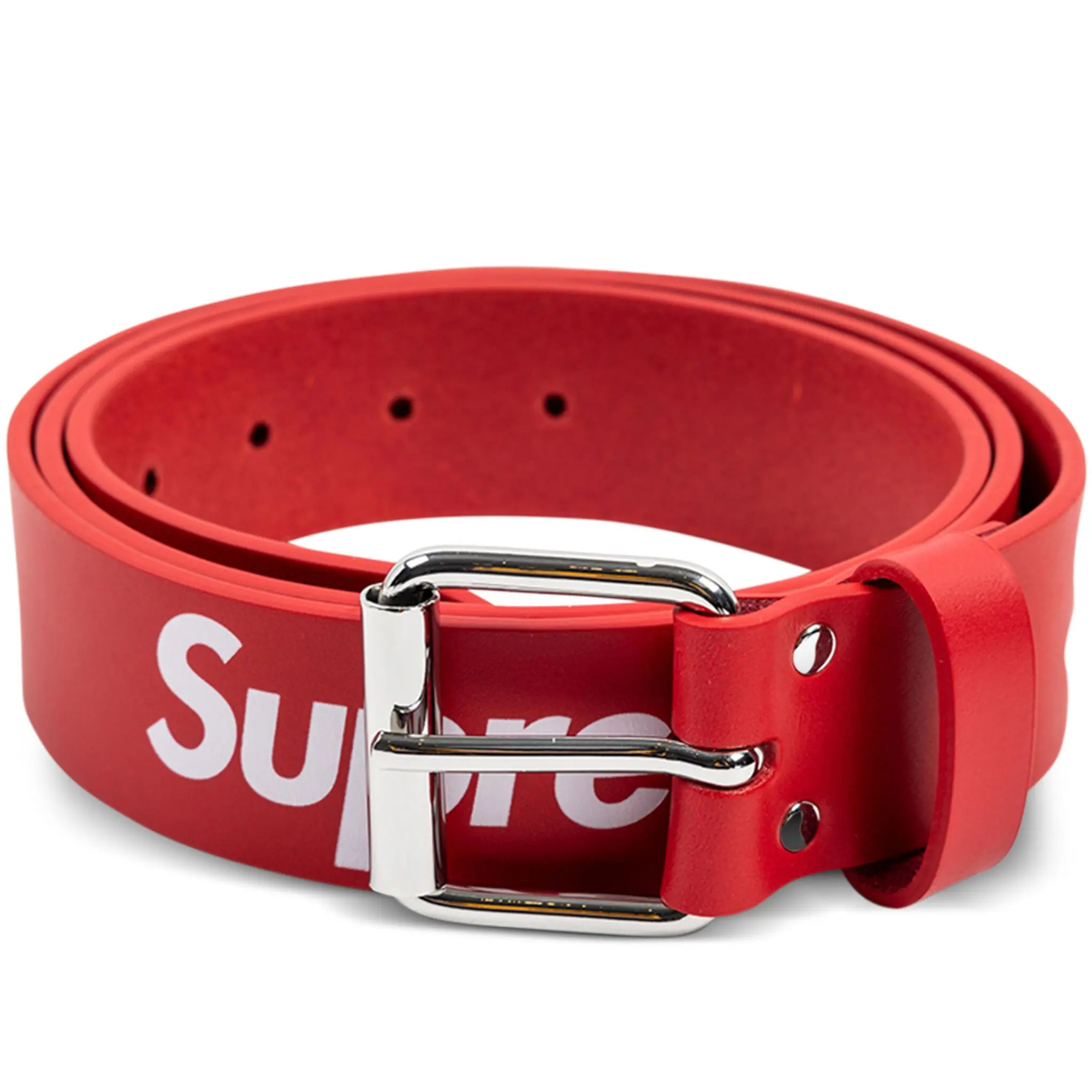 Supreme Repeat Leather Belt Red