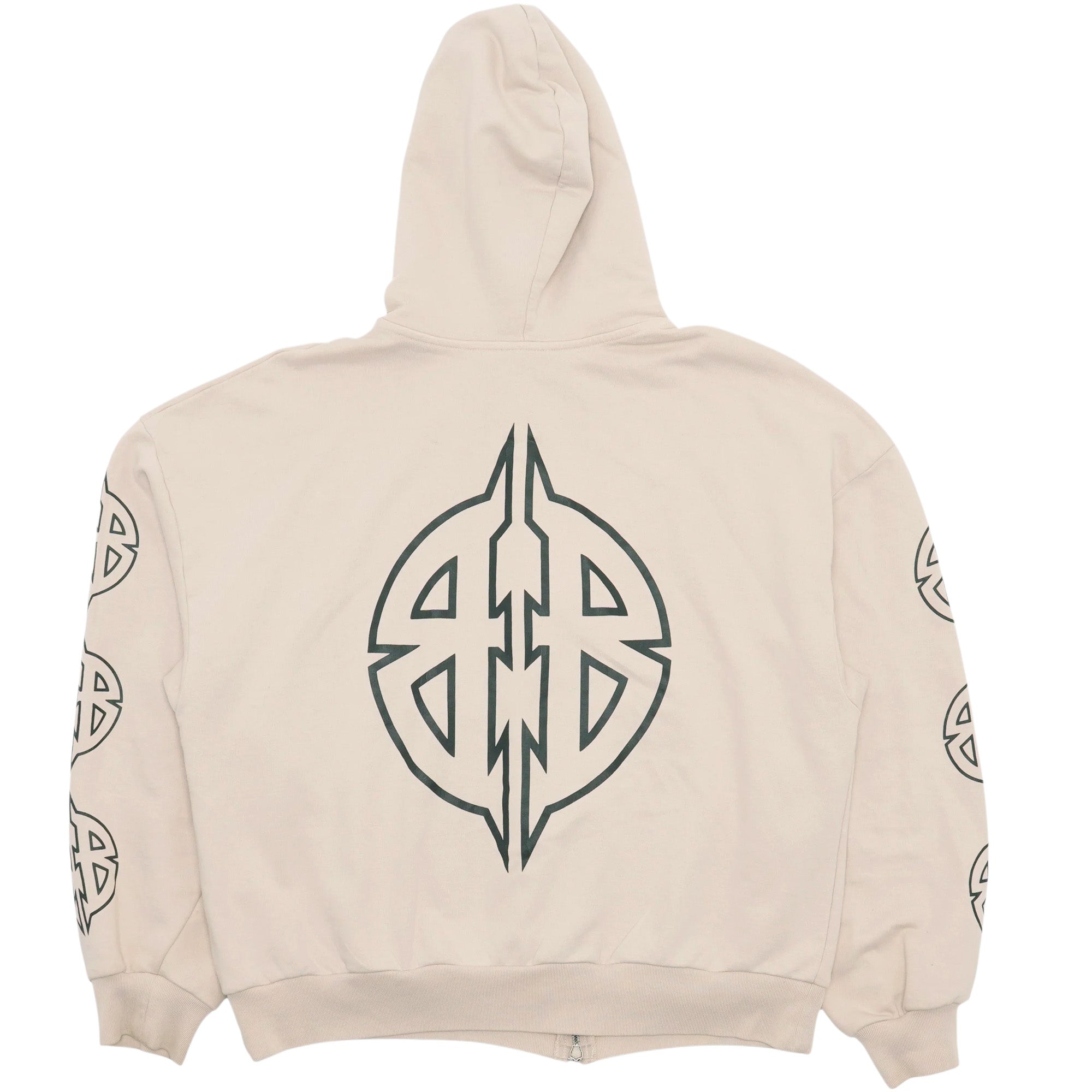 Balenciaga BB Metal Logo Zip Hoodie Beige