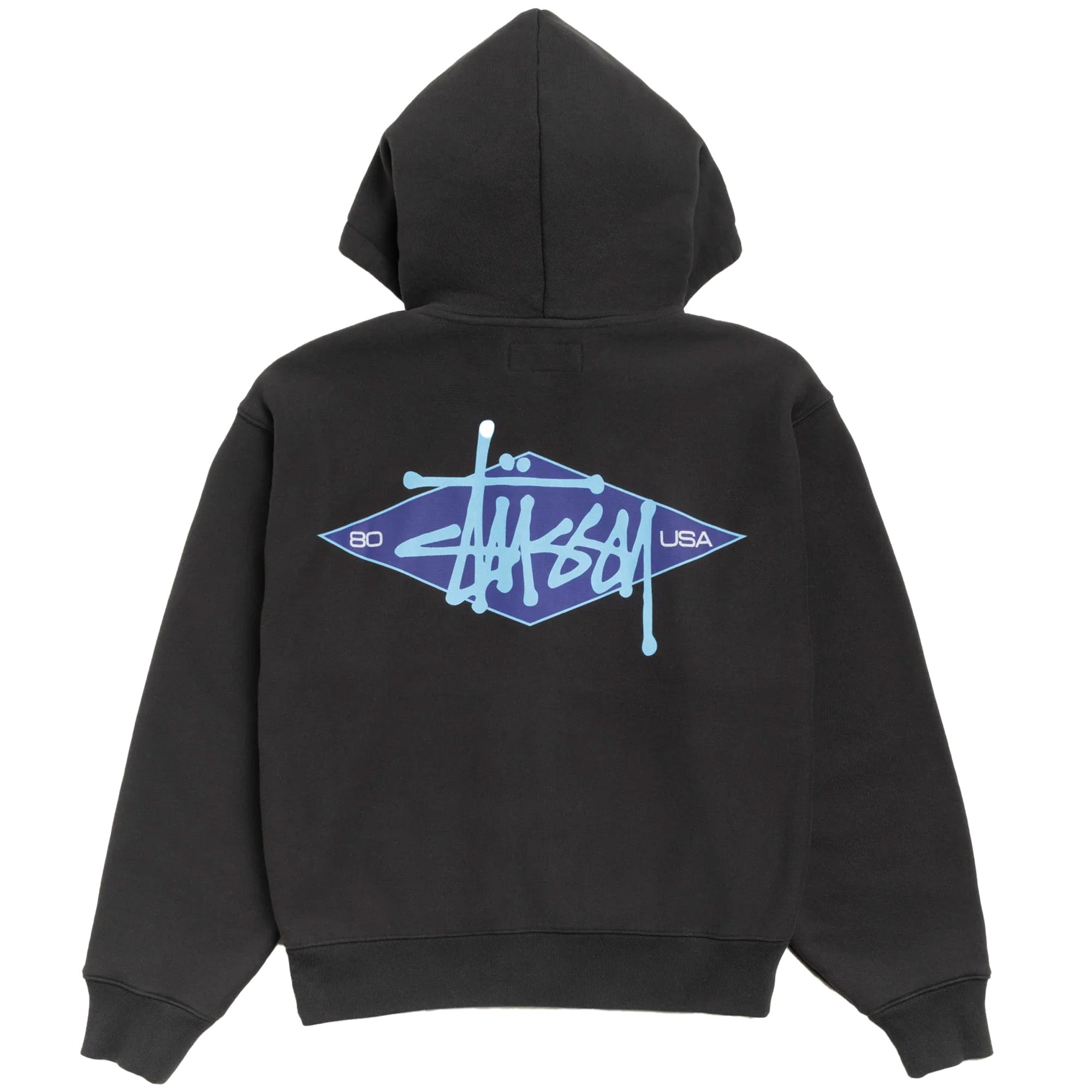 Stussy BASIC DIAMOND ZIP HOODIE Black