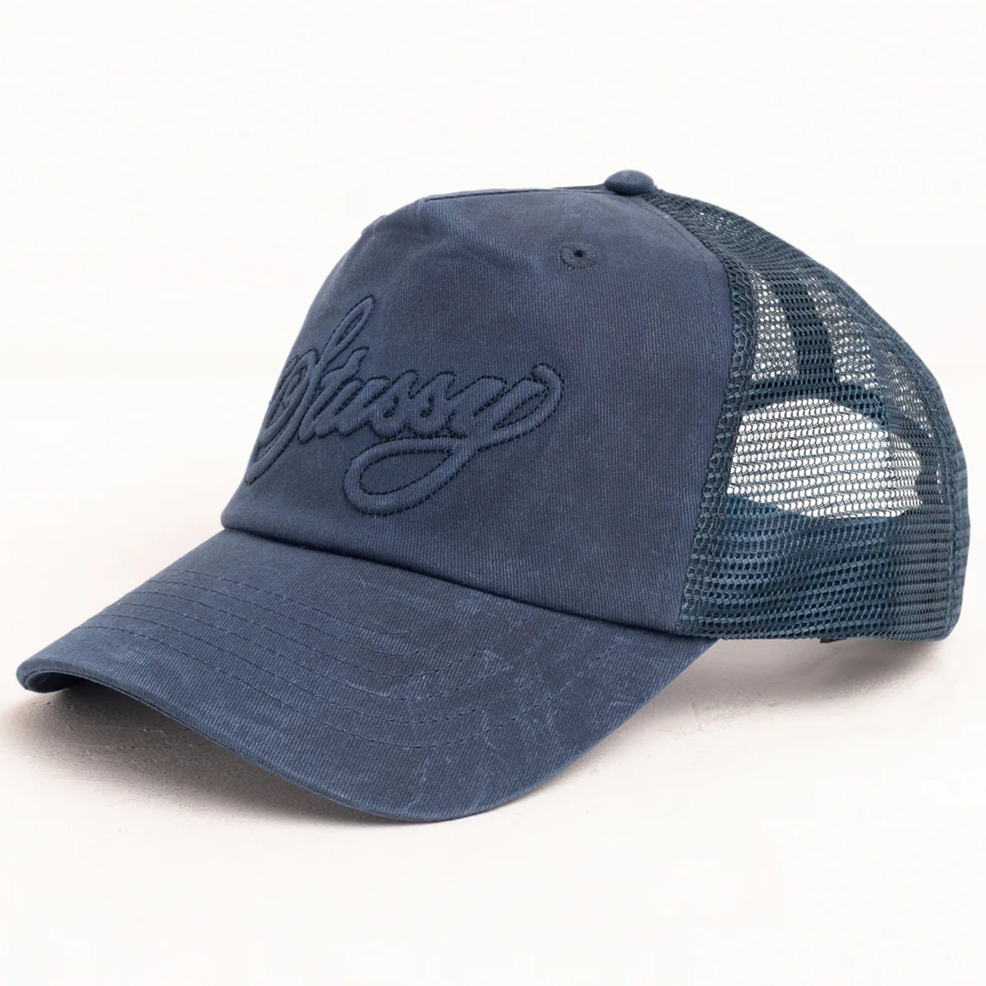 Stussy Trucker Cursive Stitch Navy Blue