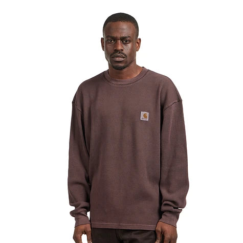 Carhartt WIP Vista Longsleeve Waffle T-Shirt Palisander Garment Dyed