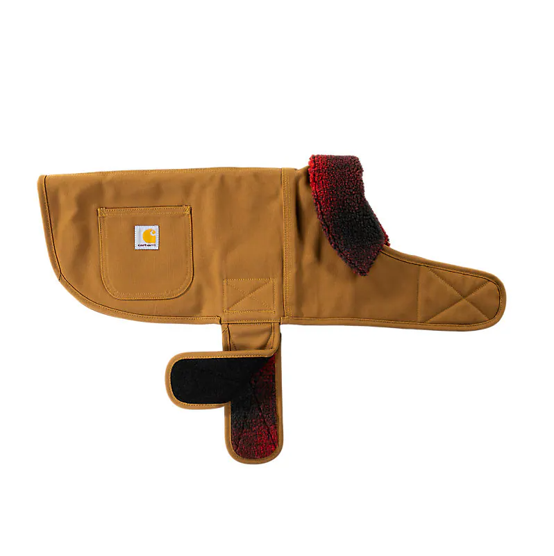Carhartt Reversible Insulated Dog Chore Coat Industry Red Ombre Plaid