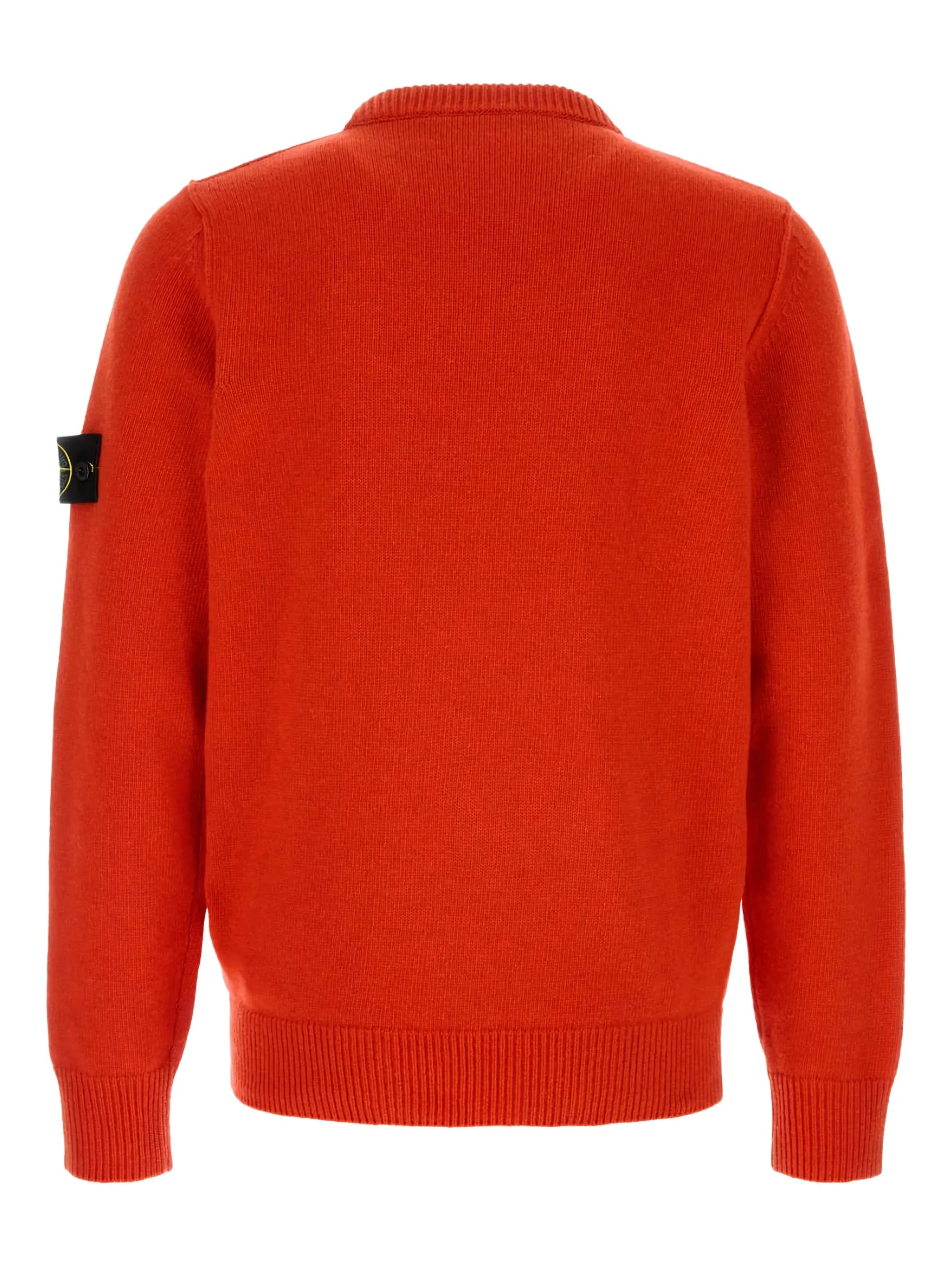 Stone Island 528D3 Garment Dyed 7 Gauge Cotton Orange Crewneck
