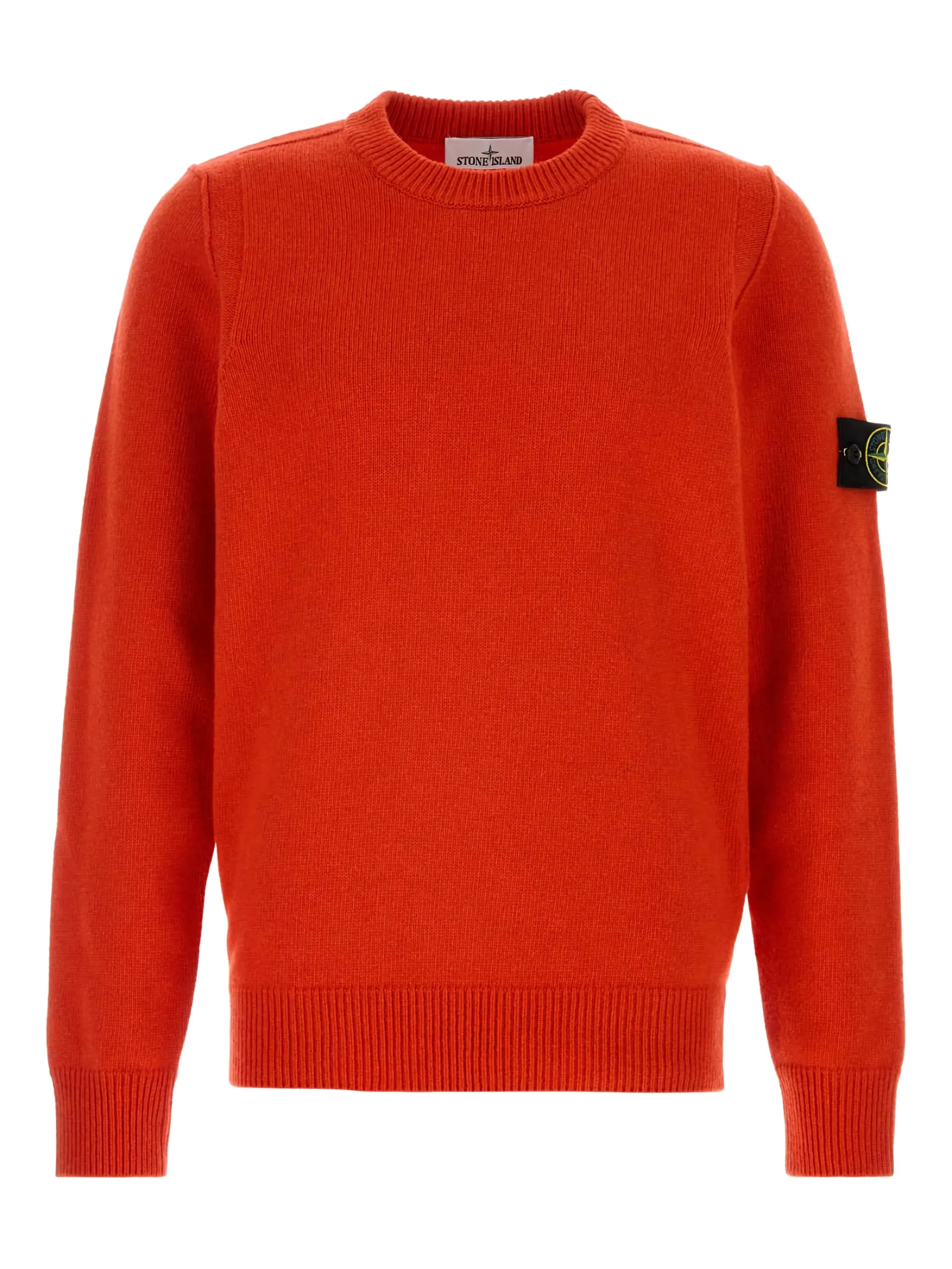 Stone Island 528D3 Garment Dyed 7 Gauge Cotton Orange Crewneck