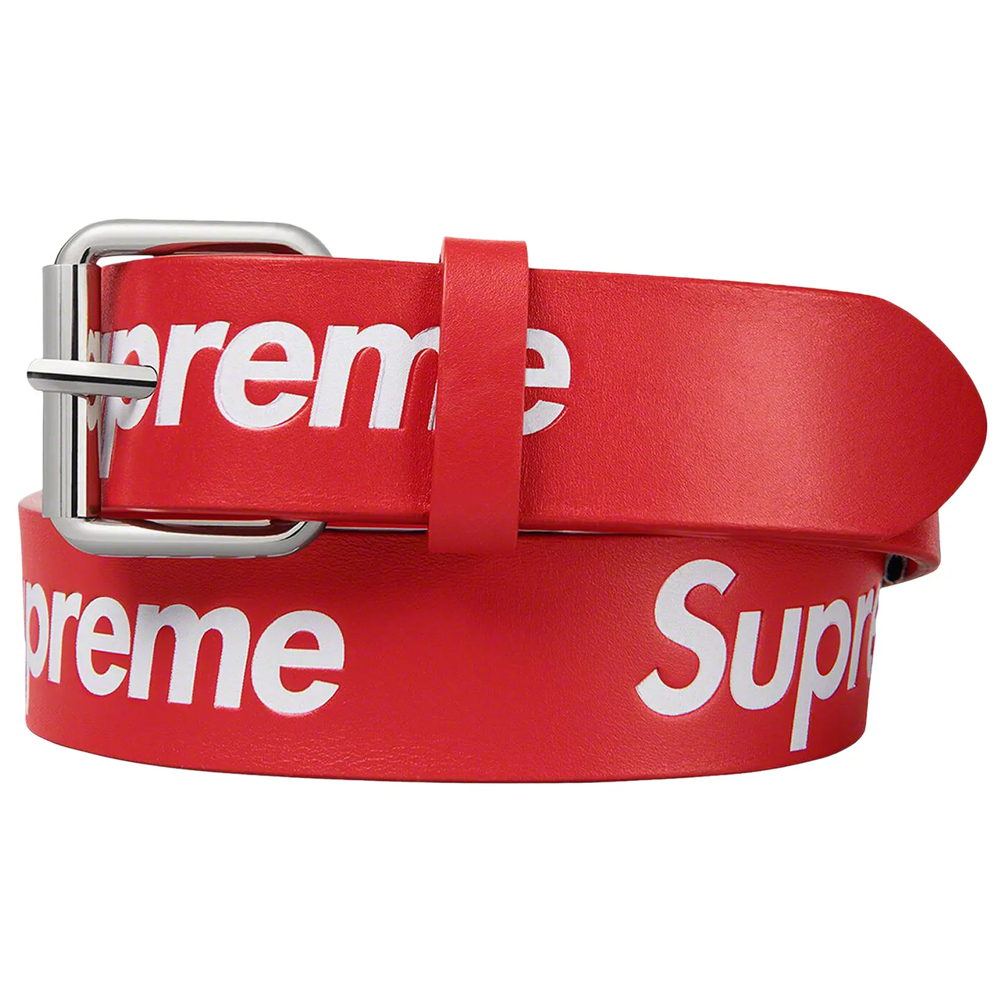 Supreme Repeat Leather Belt Red