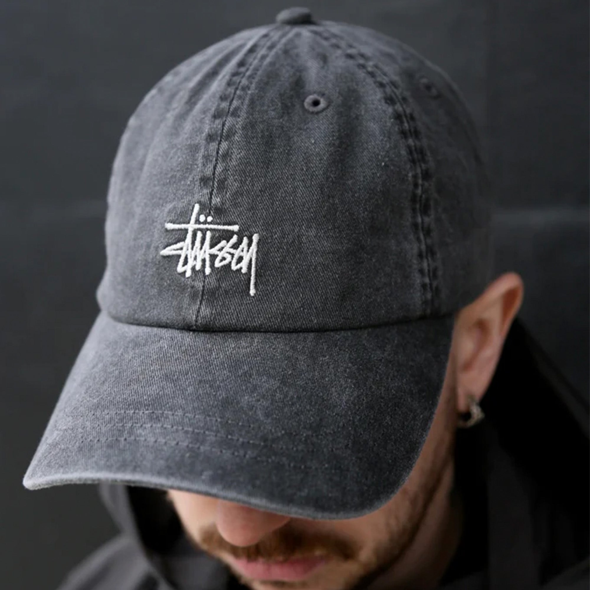 Stussy BASIC CAP WASHED CANVAS Black