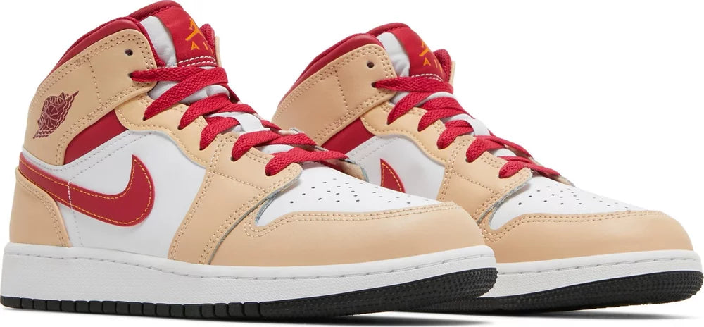 Air Jordan 1 Mid Light Curry Cardinal GS