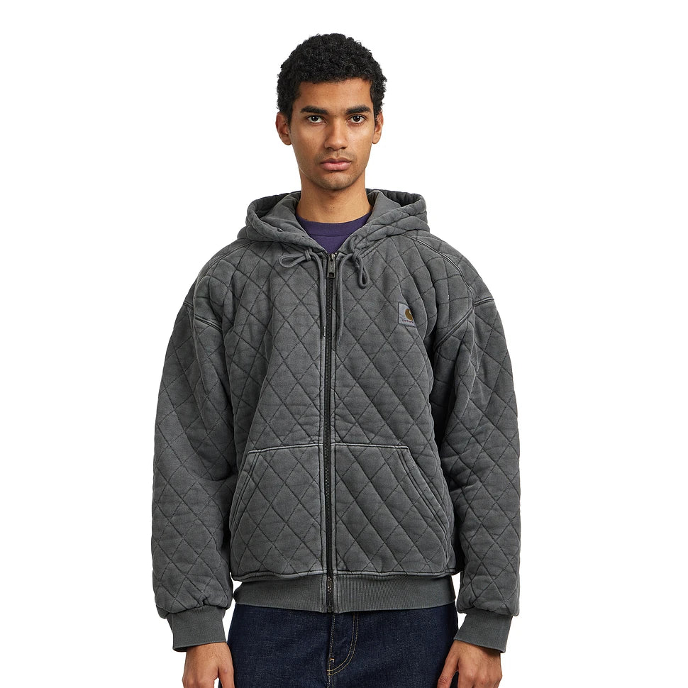 Carhartt WIP Hooded Vista Quilted Sweat Zip Jacket Black Garment Dyed