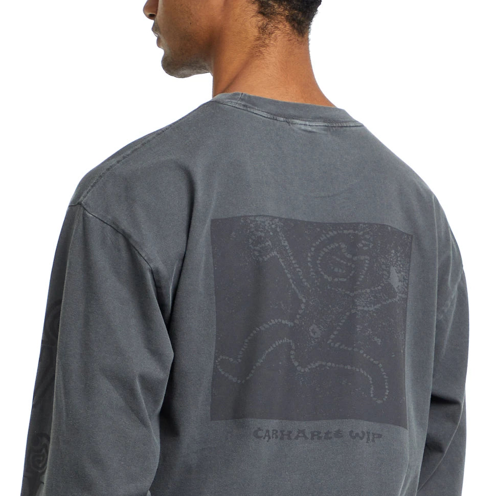 Carhartt WIP Terrestrial Longsleeve T-Shirt Black Graphite Pigment Dyed