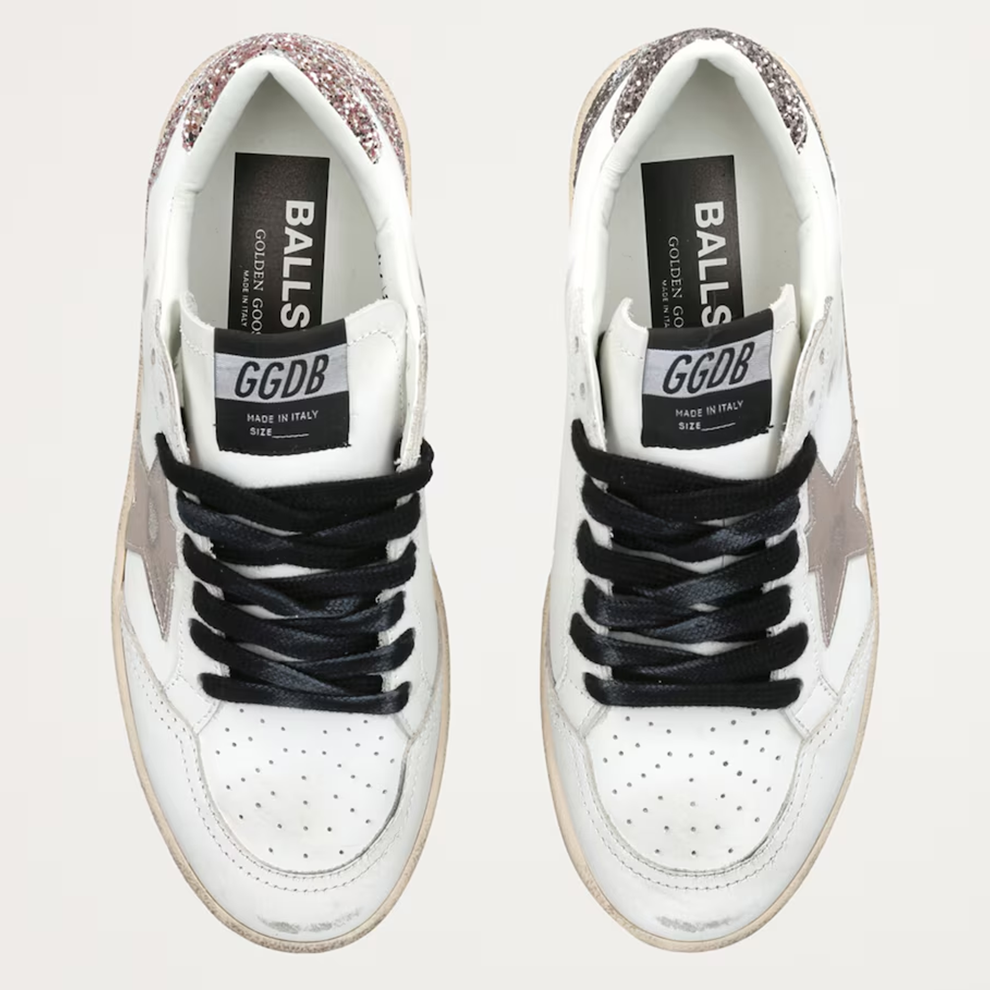 Golden Goose Ballstar White Pink Glitter Limited