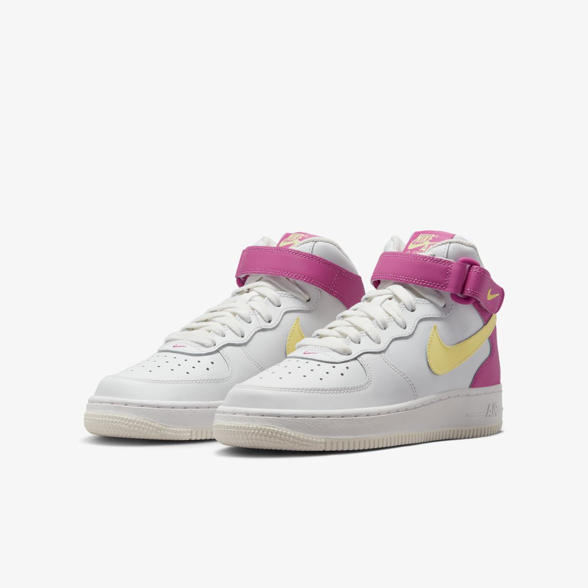 Nike Air Force 1 Mid LE Triple White Pink GS