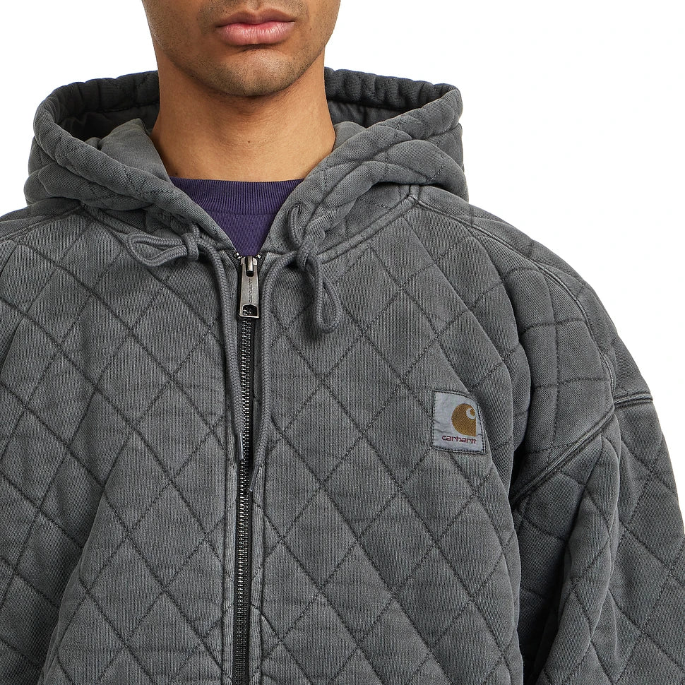 Carhartt WIP Hooded Vista Quilted Sweat Zip Jacket Black Garment Dyed