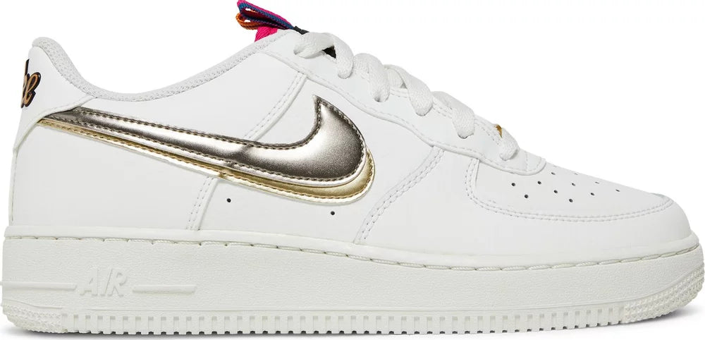 Nike Air Force 1 LV8 Double Swoosh Silver Gold GS