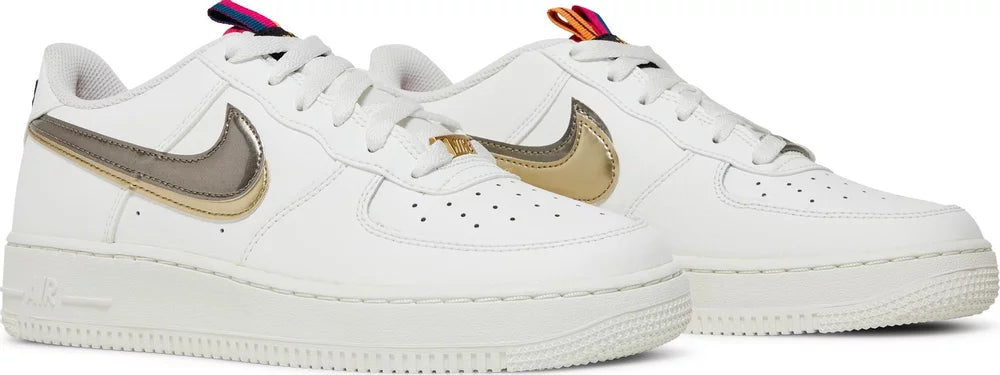 Nike Air Force 1 LV8 Double Swoosh Silver Gold GS