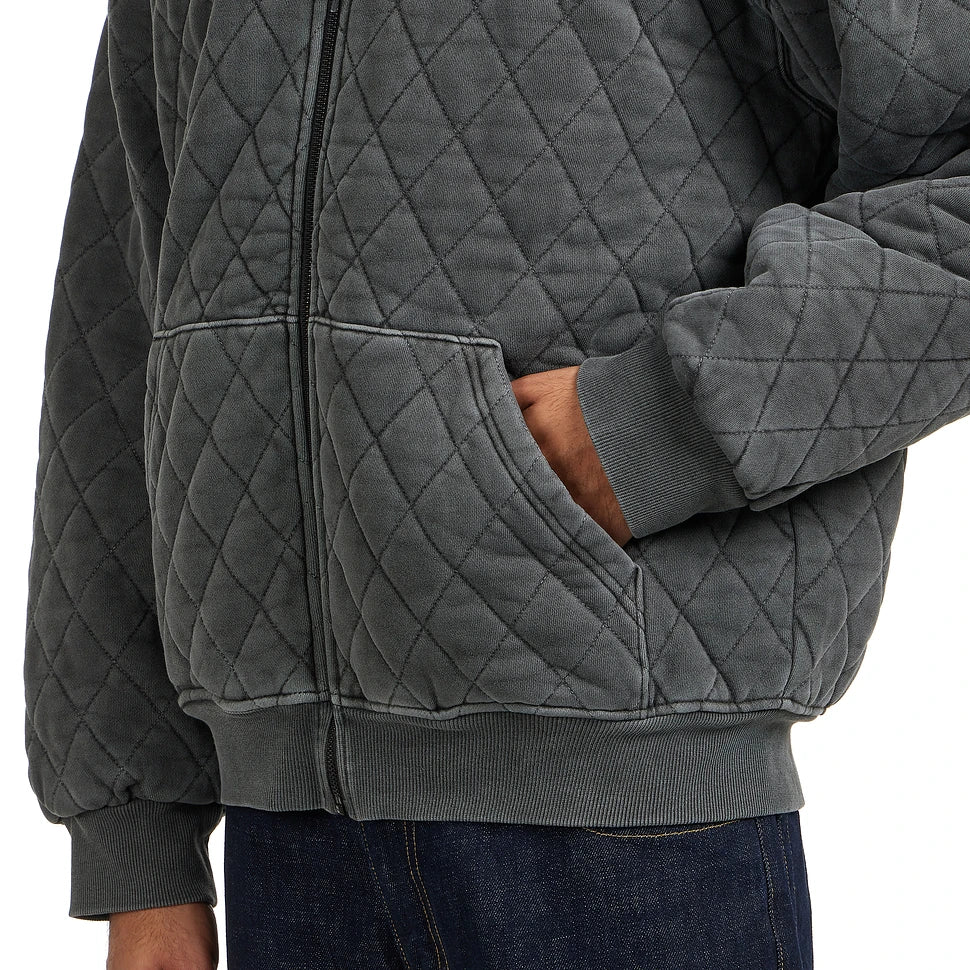 Carhartt WIP Hooded Vista Quilted Sweat Zip Jacket Black Garment Dyed