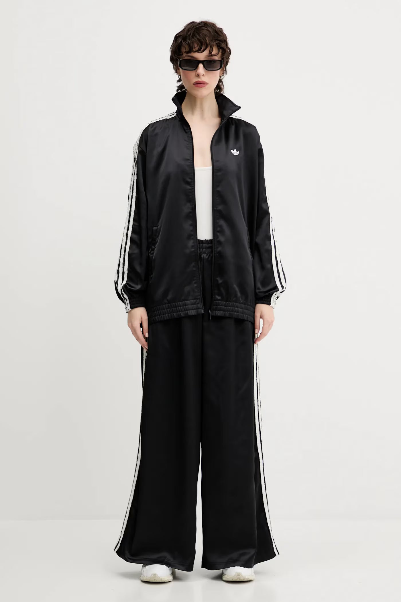Adidas Originals Satin Firebird Track Top Ruffle 3-Stripes Black