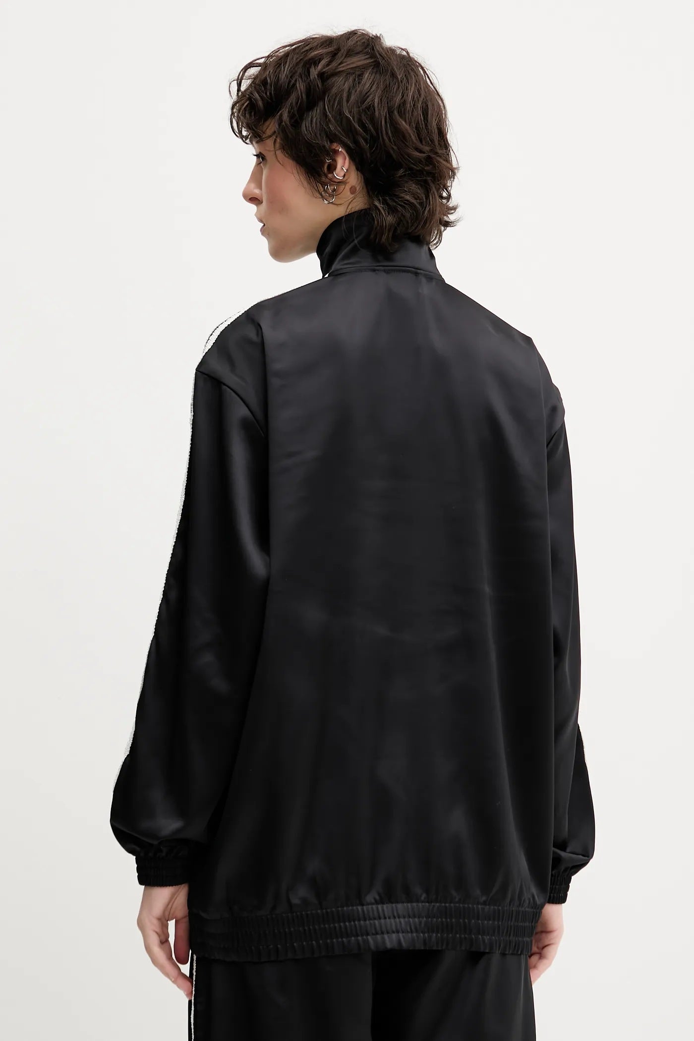 Adidas Originals Satin Firebird Track Top Ruffle 3-Stripes Black