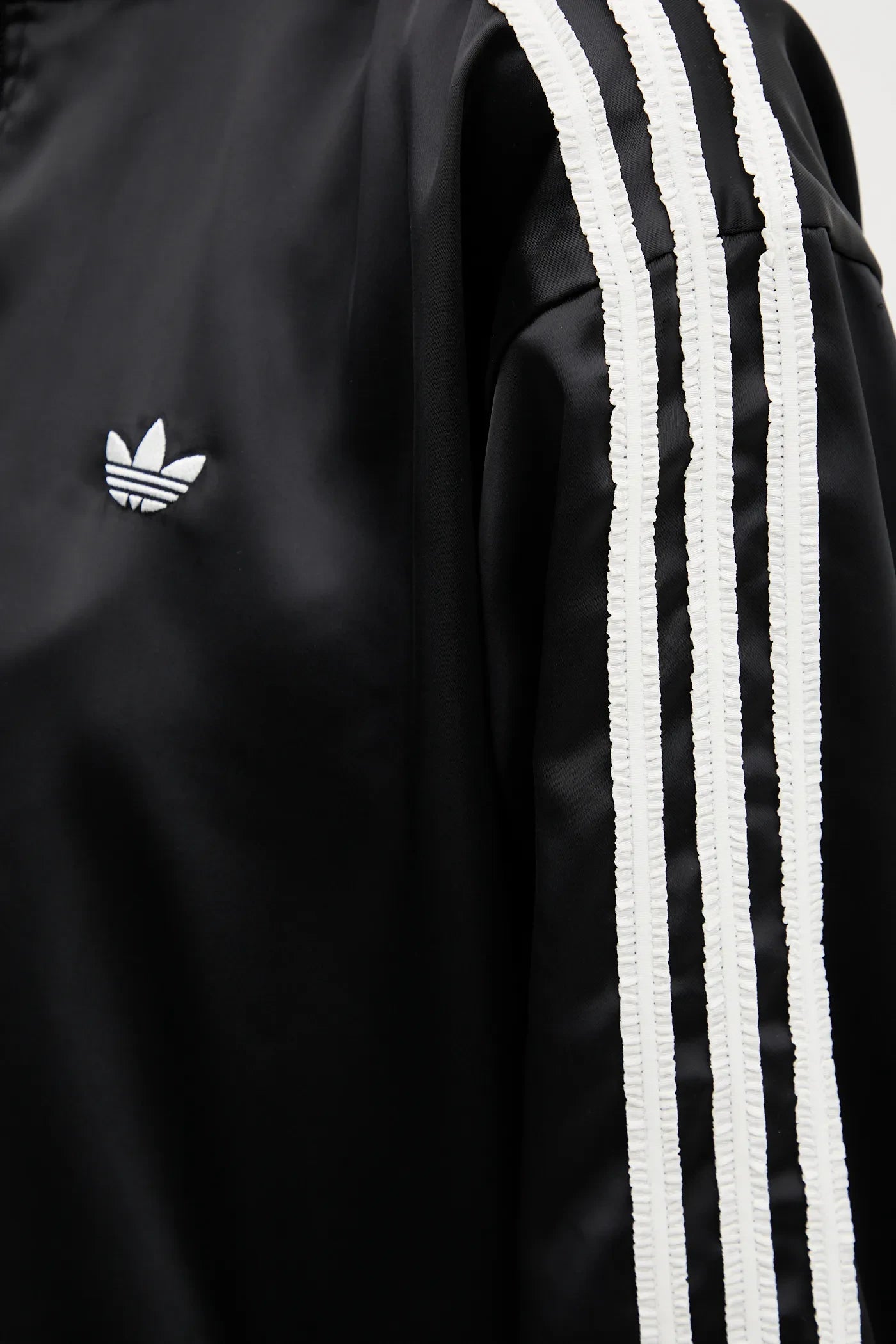 Adidas Originals Satin Firebird Track Top Ruffle 3-Stripes Black