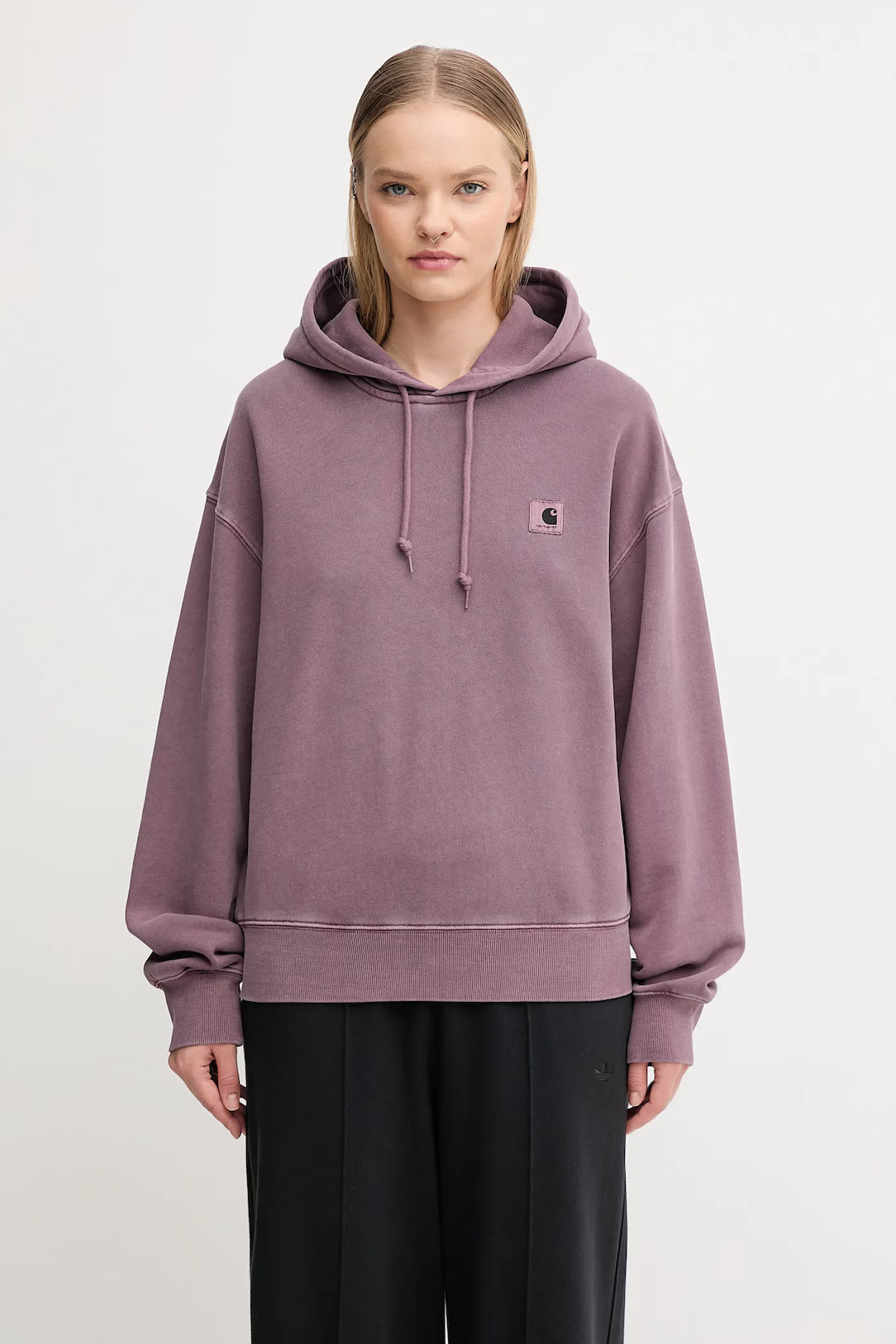 Carhartt WIP Women's Nelson Hoodie Phlox Pink Garment Dyed