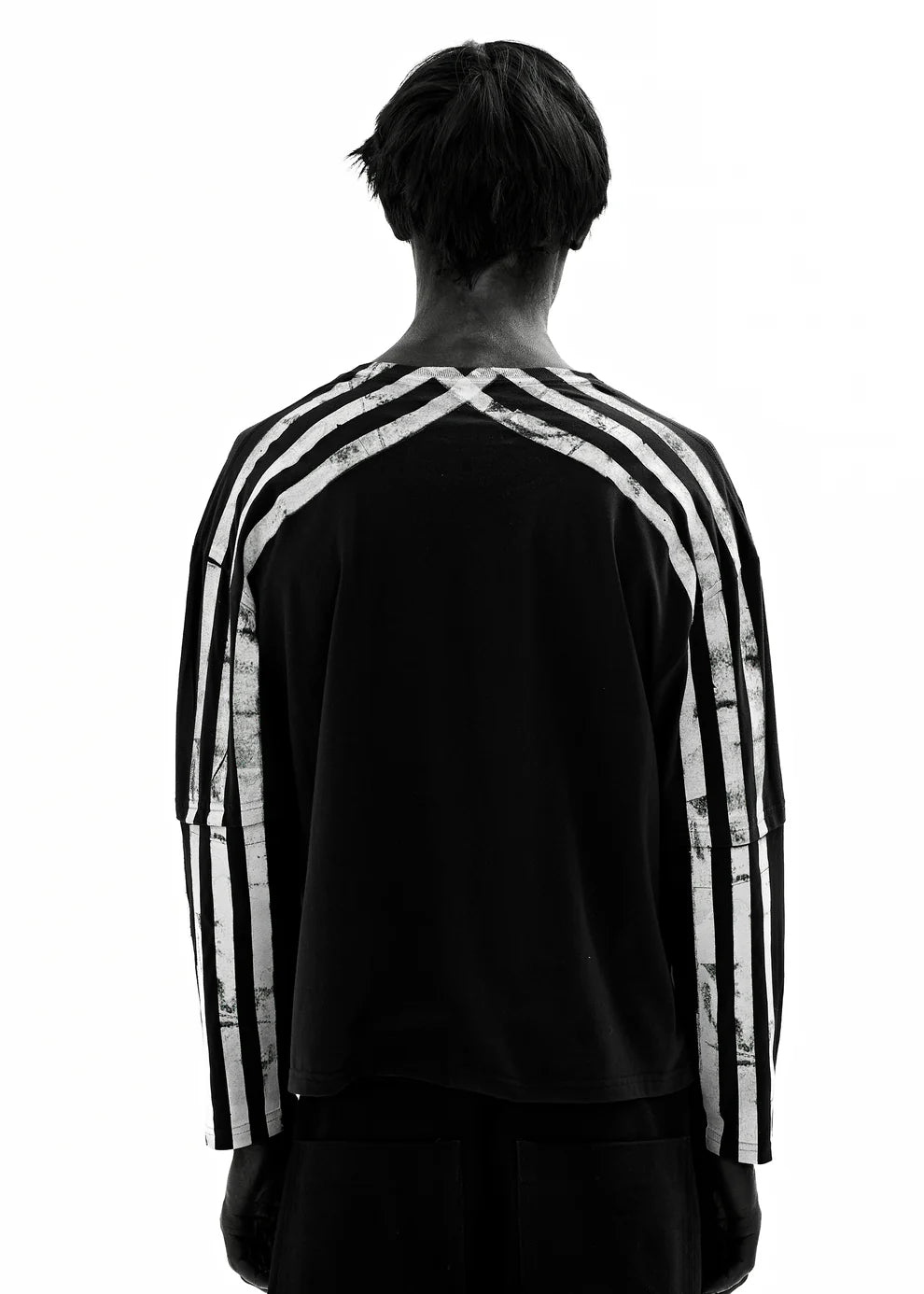 DOUBLE STRIPES BLACK LONG-SLEEVED T-SHIRT