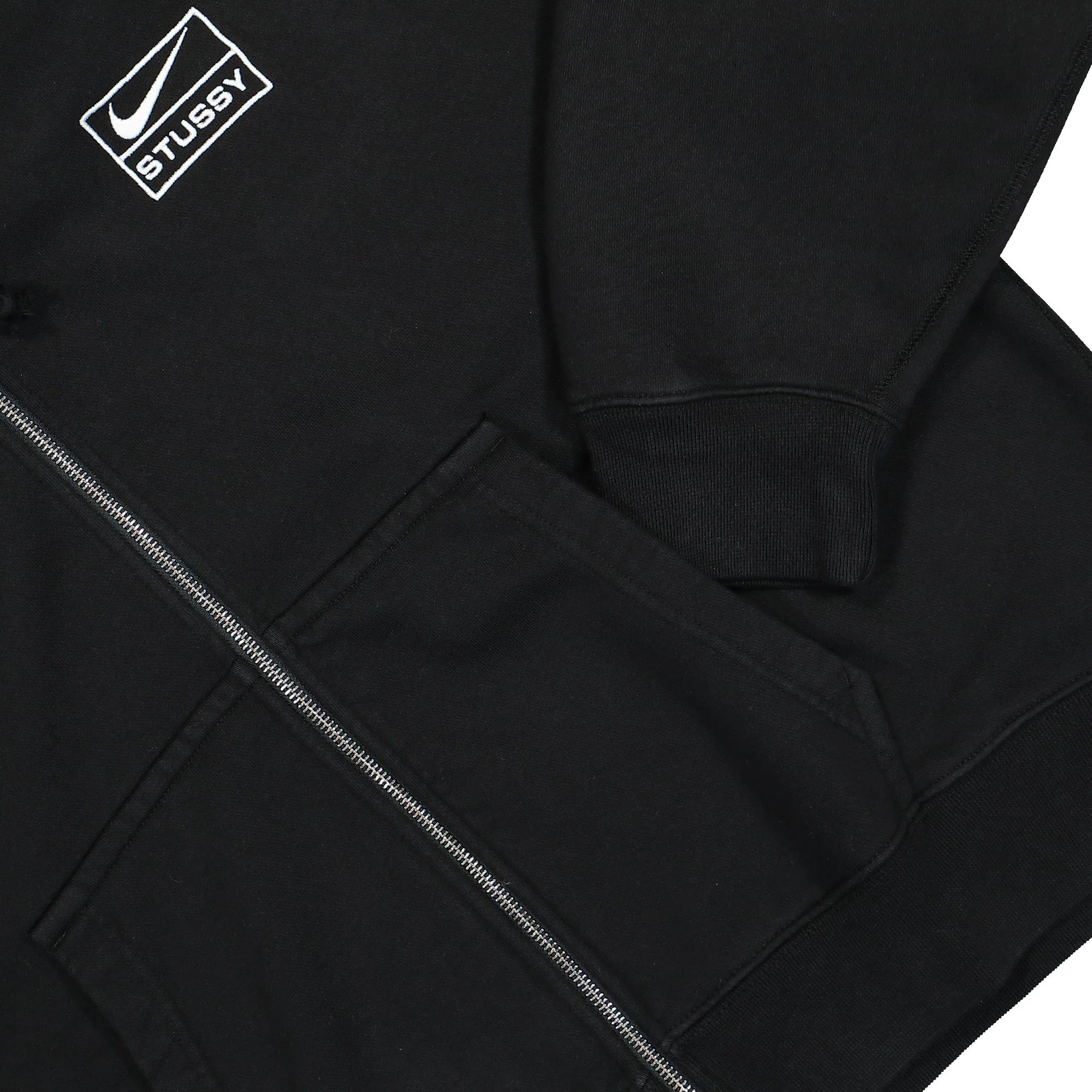 Stussy x Nike Full-Zip Washed Fleece Hoodie Black - FJ9175-010