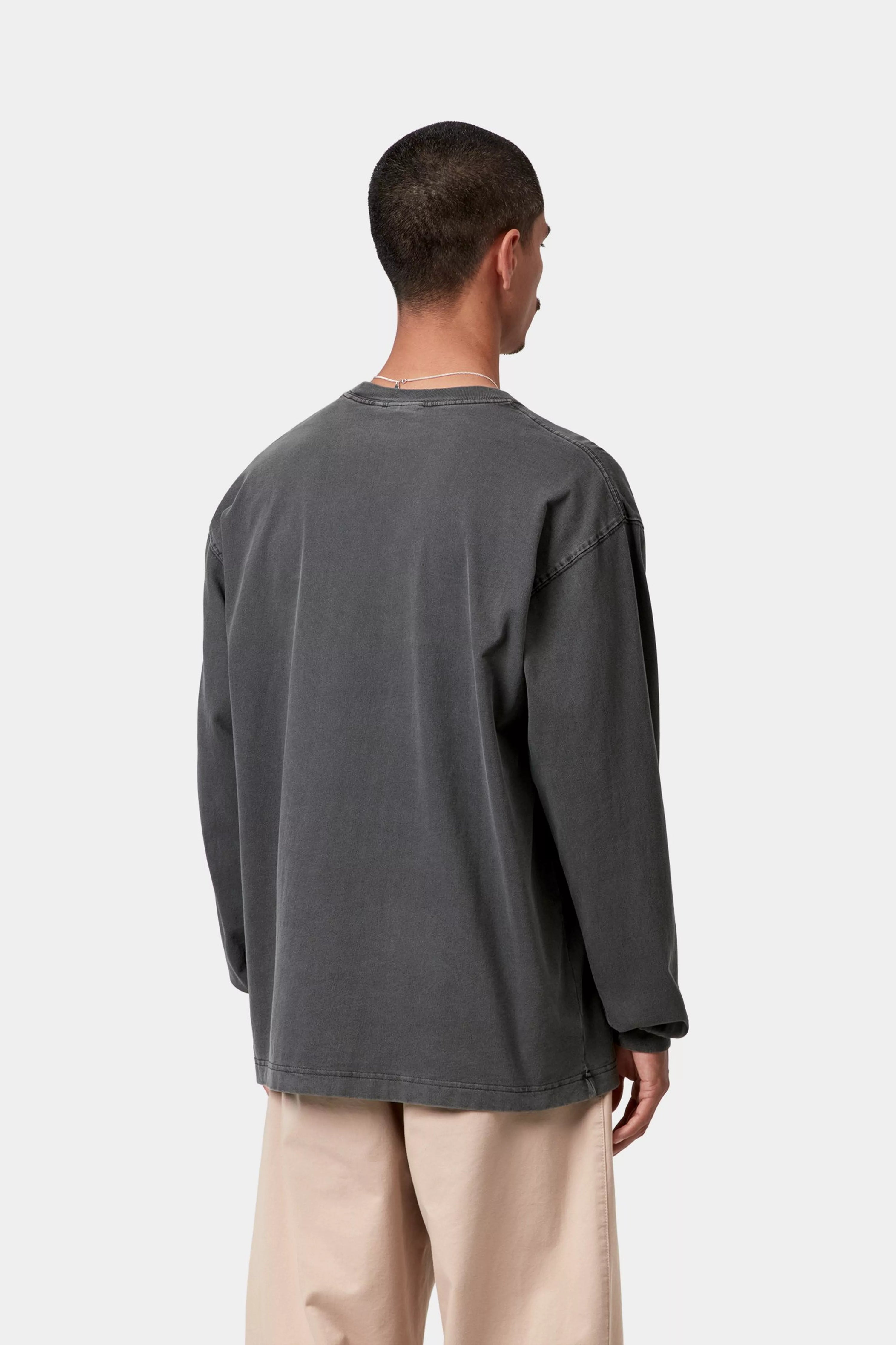 Carhartt WIP Nelson Longsleeve T-Shirt Black Graphite Garment Dyed