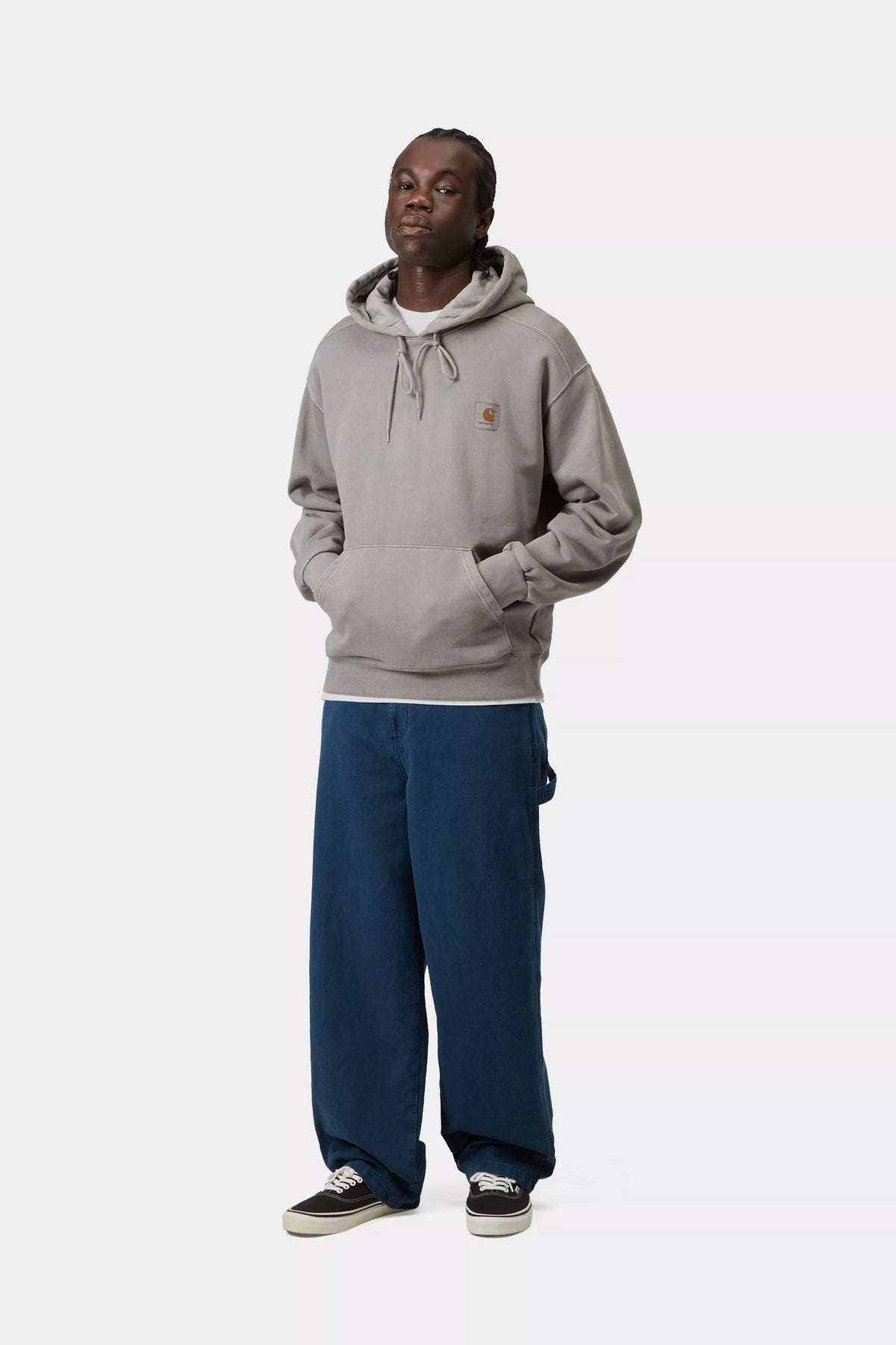 Carhartt WIP Hooded Nelson Sweatshirt Grey Yosemite Garment Dyed