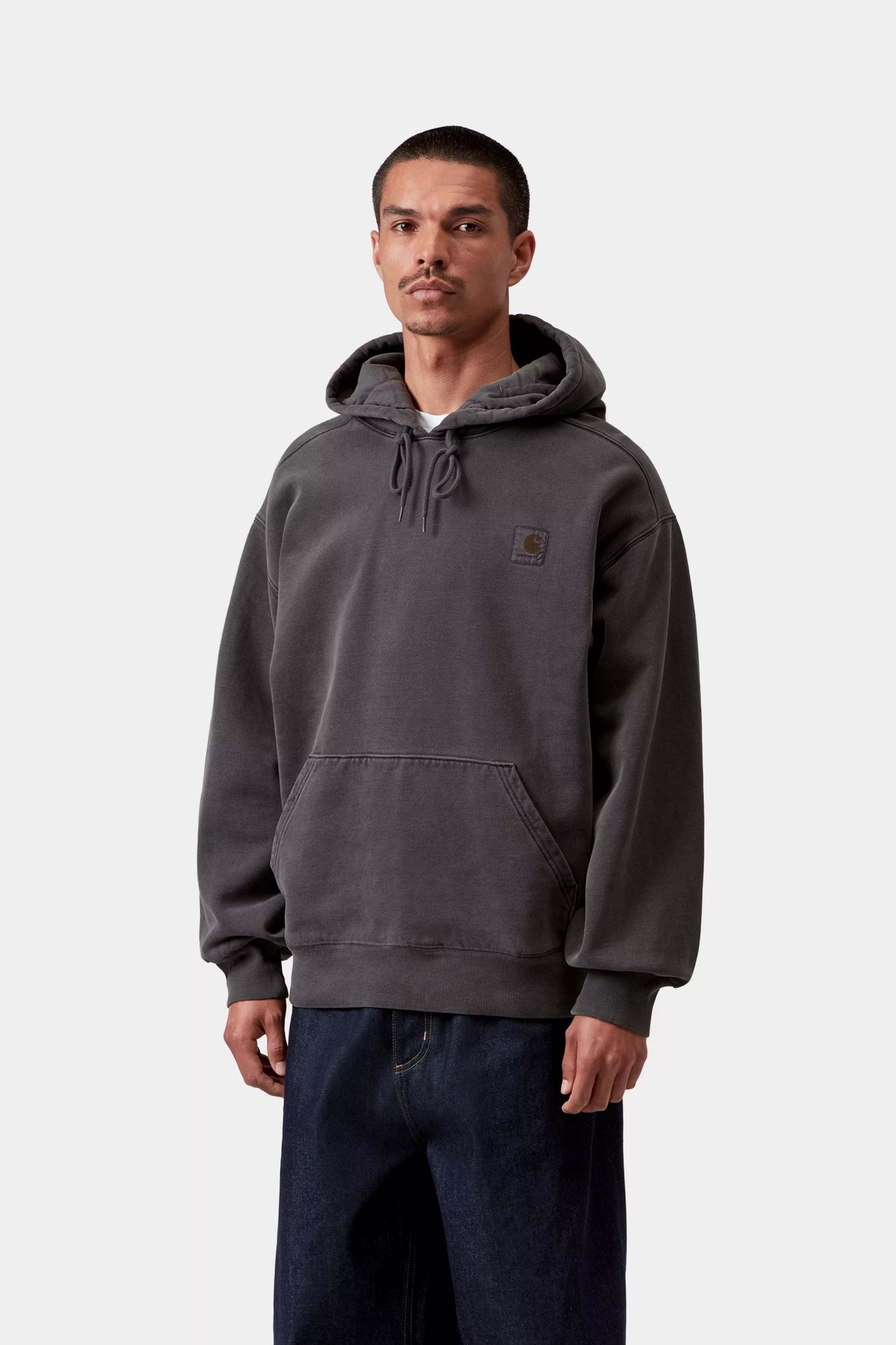 Carhartt WIP Hooded Nelson Sweatshirt Black Graphite Garment Dyed