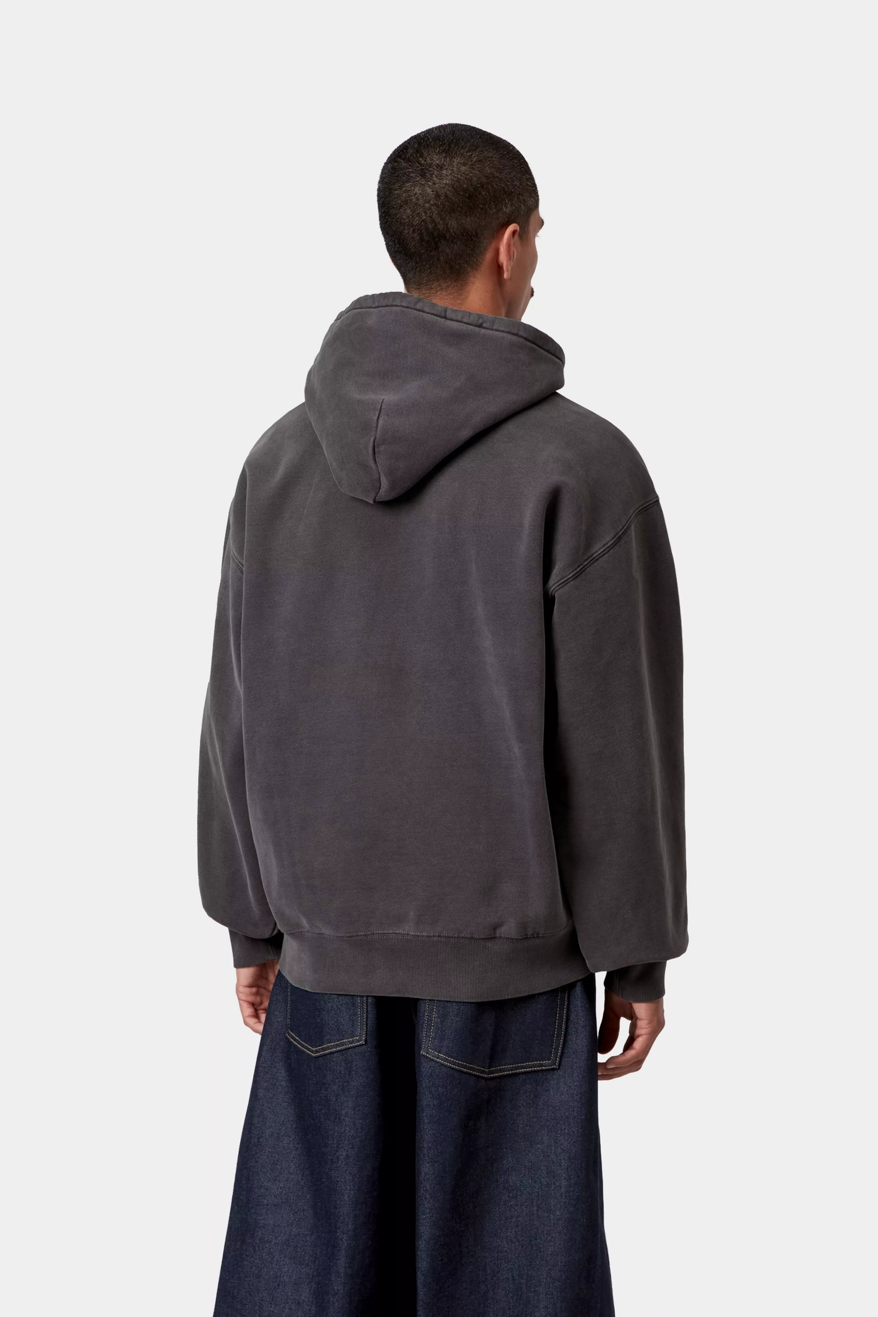 Carhartt WIP Hooded Nelson Sweatshirt Black Graphite Garment Dyed