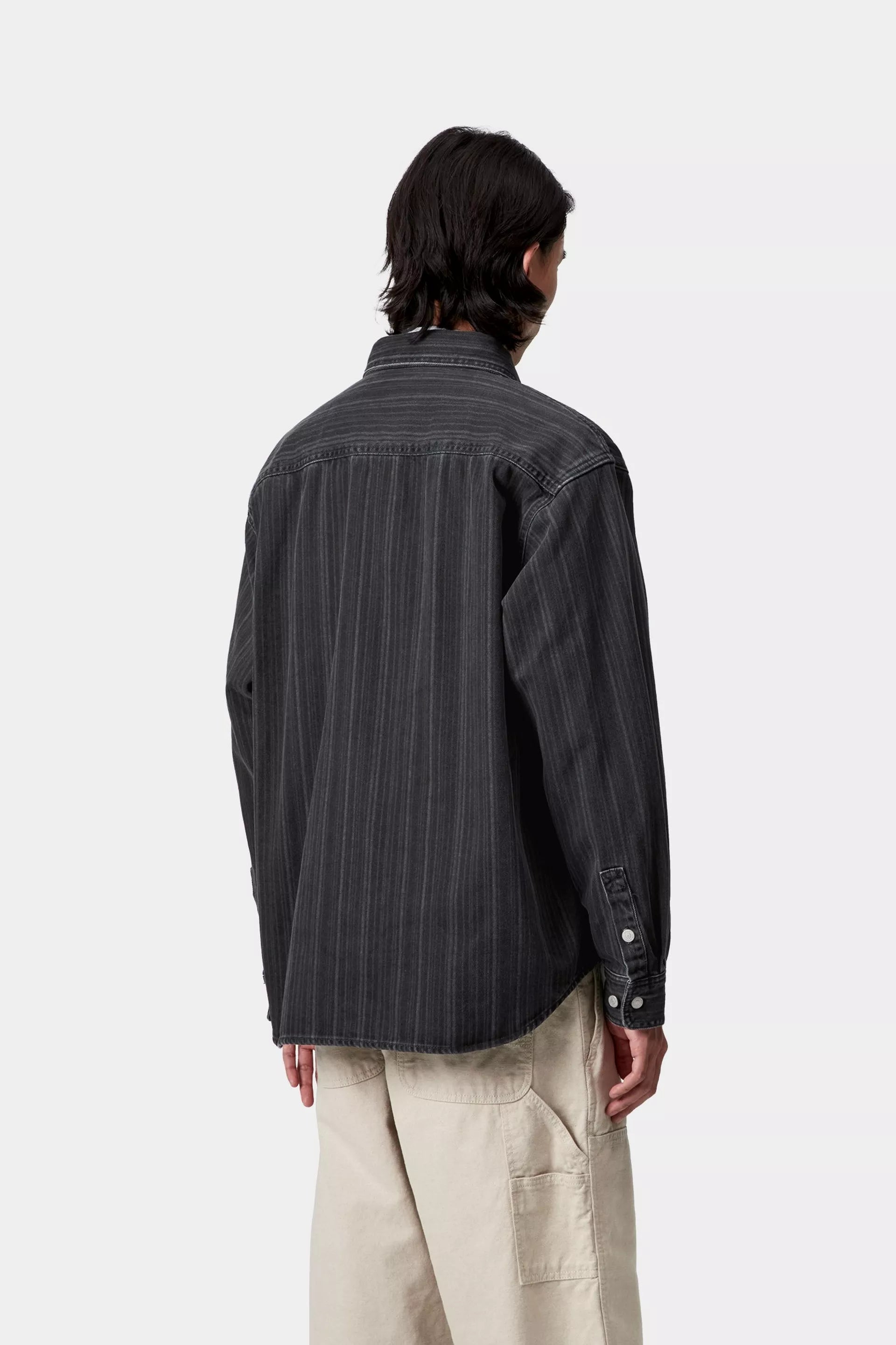 Carhartt WIP Rylan Shirt Jacket Stripe Black Stone Washed