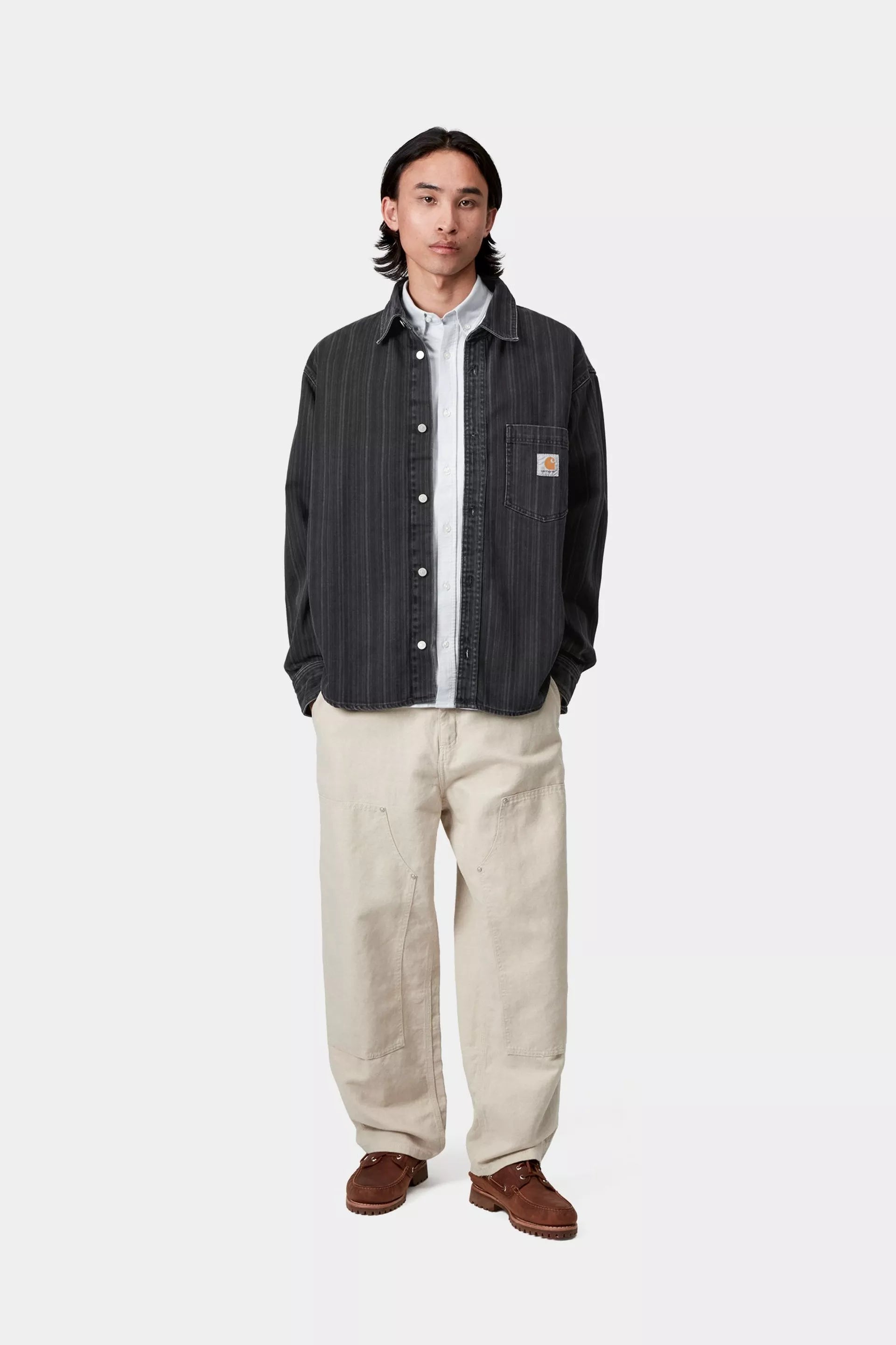 Carhartt WIP Rylan Shirt Jacket Stripe Black Stone Washed