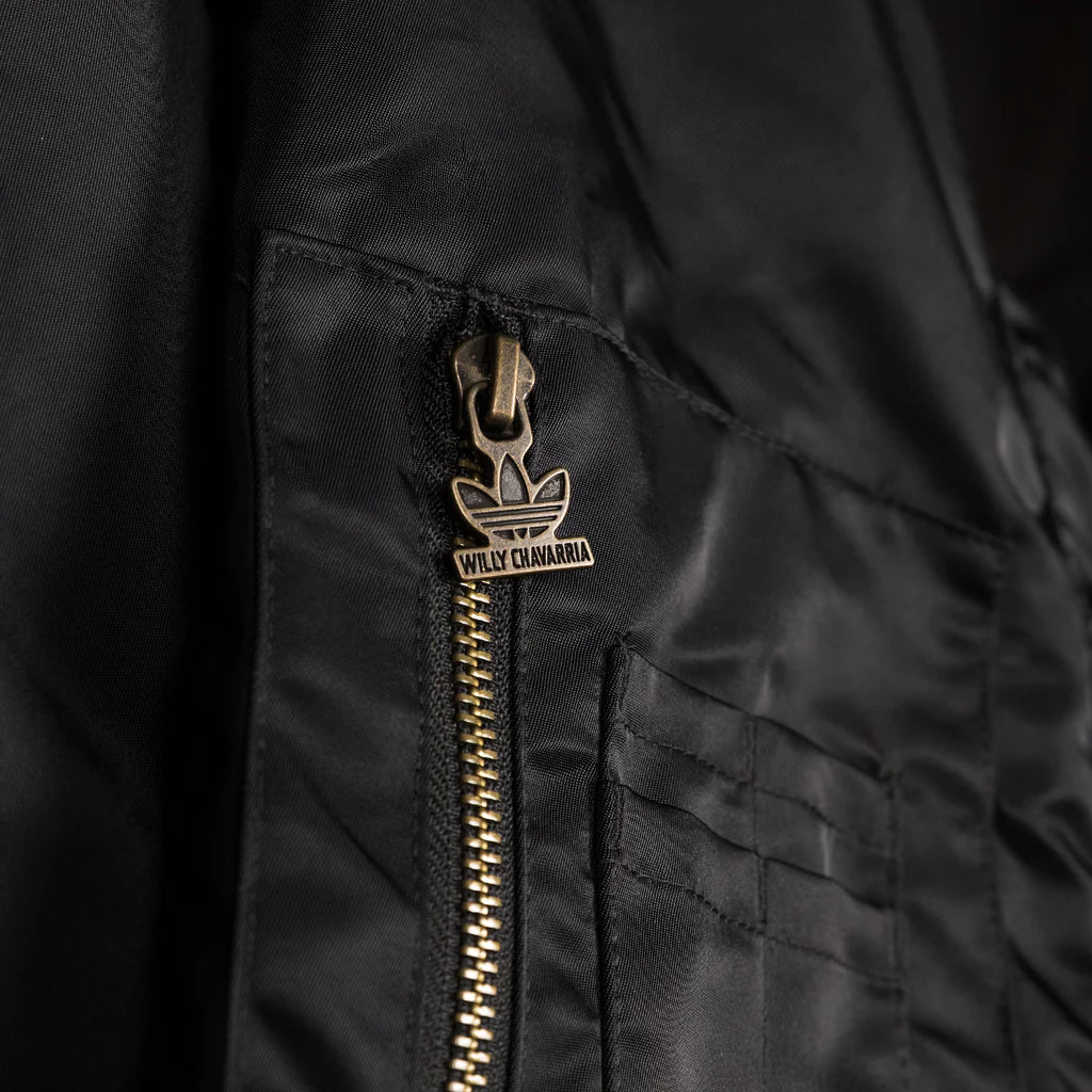 Willy Chavarria x Adidas Originals Satin Oversized Bomber Jacket Black