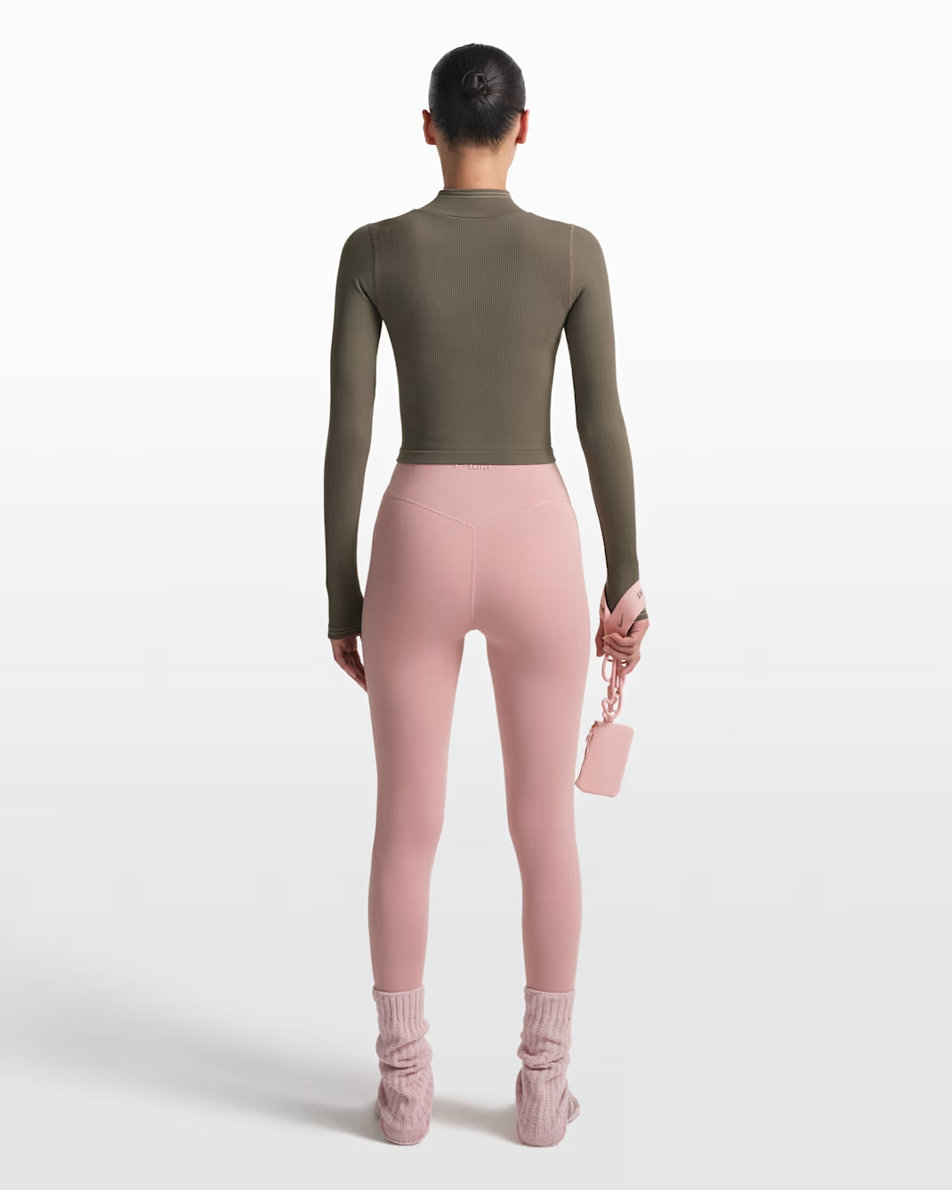 NikeSKIMS Ribbed Seamless Women's Cropped Full-Zip Jacket Oak Moss Dune
