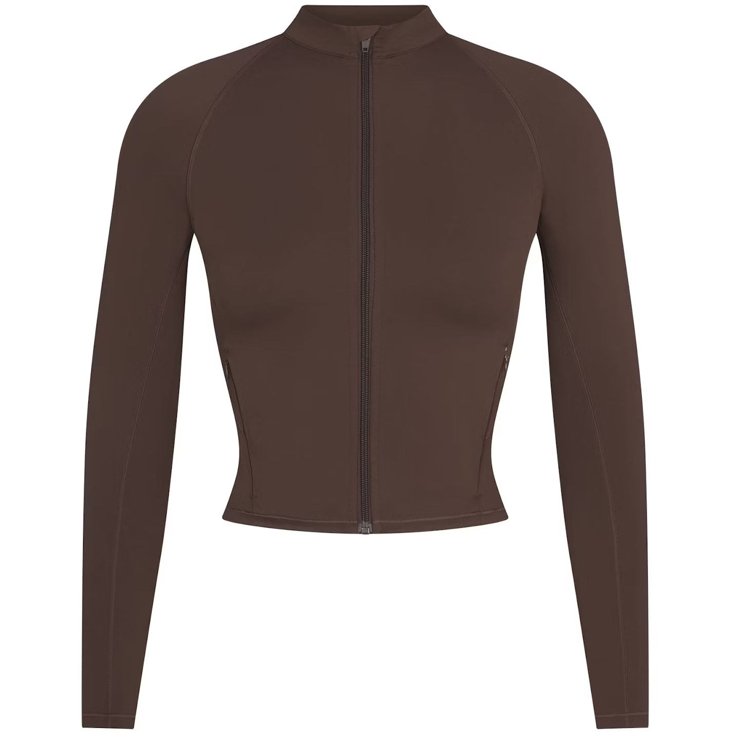 SKIMS x Nike Matte Women's Mock-Neck Full-Zip Jacket Dark Sepia Brown