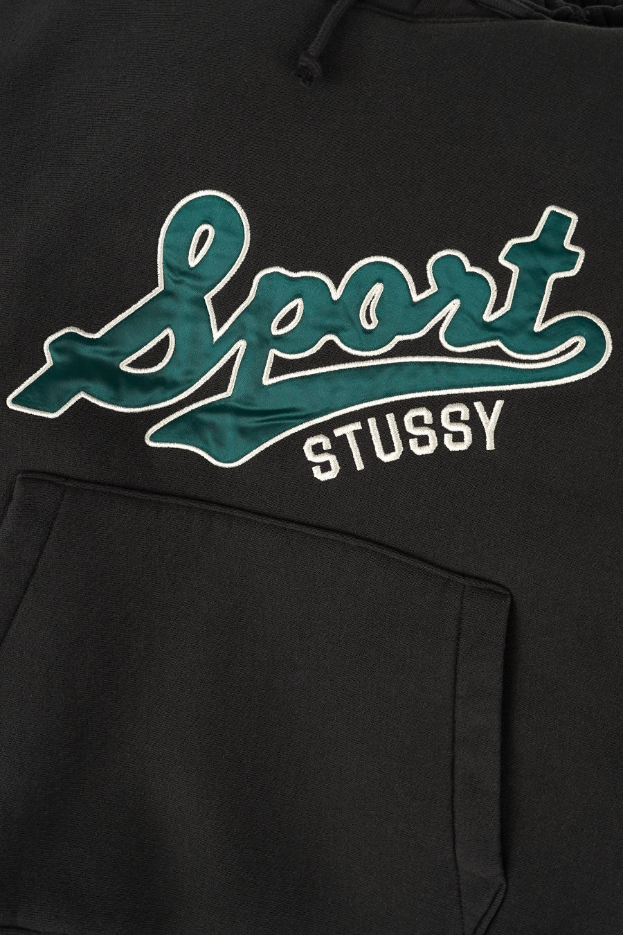 Stussy Satin Patch Oversised Hoodie Washed Black