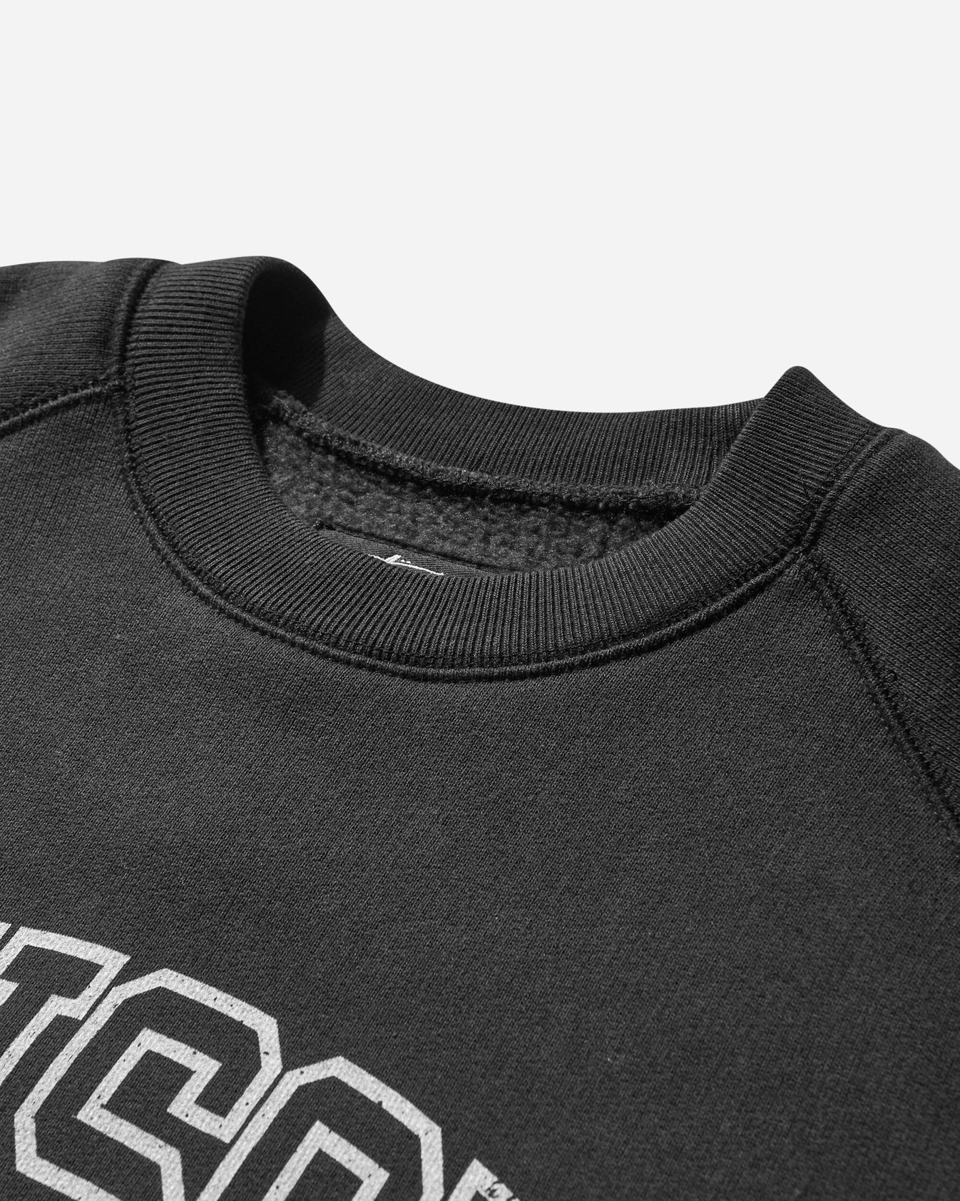 Stussy Overlock Varsity Raglan Crewneck Sweatshirt Washed Black