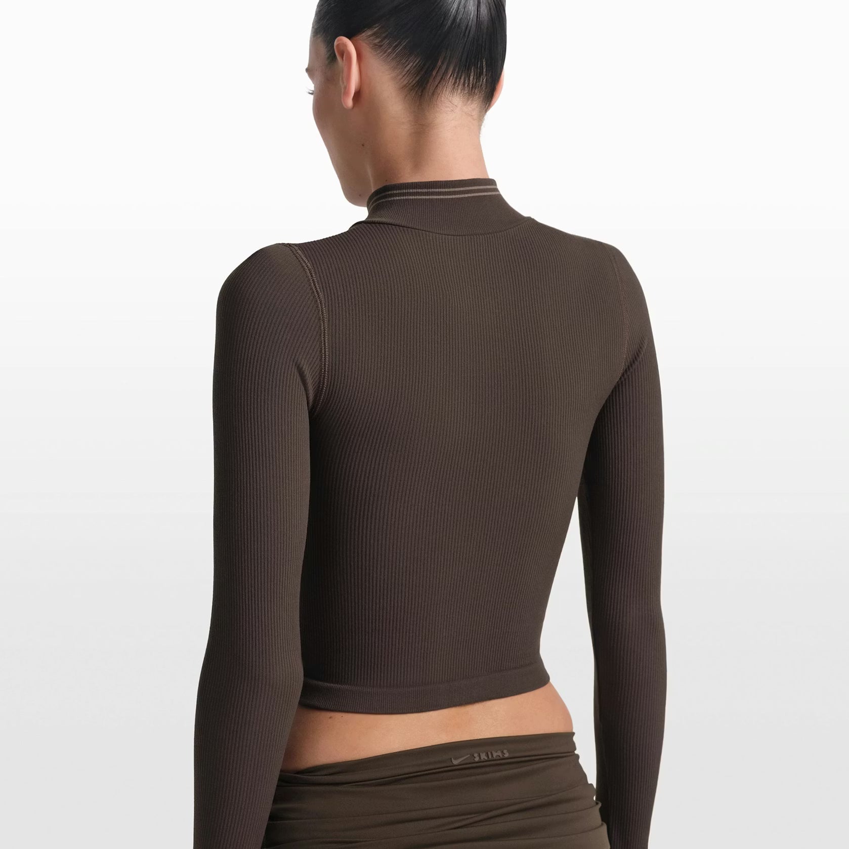 NikeSKIMS Ribbed Seamless Women's Cropped Full-Zip Jacket Phoenix Truffle