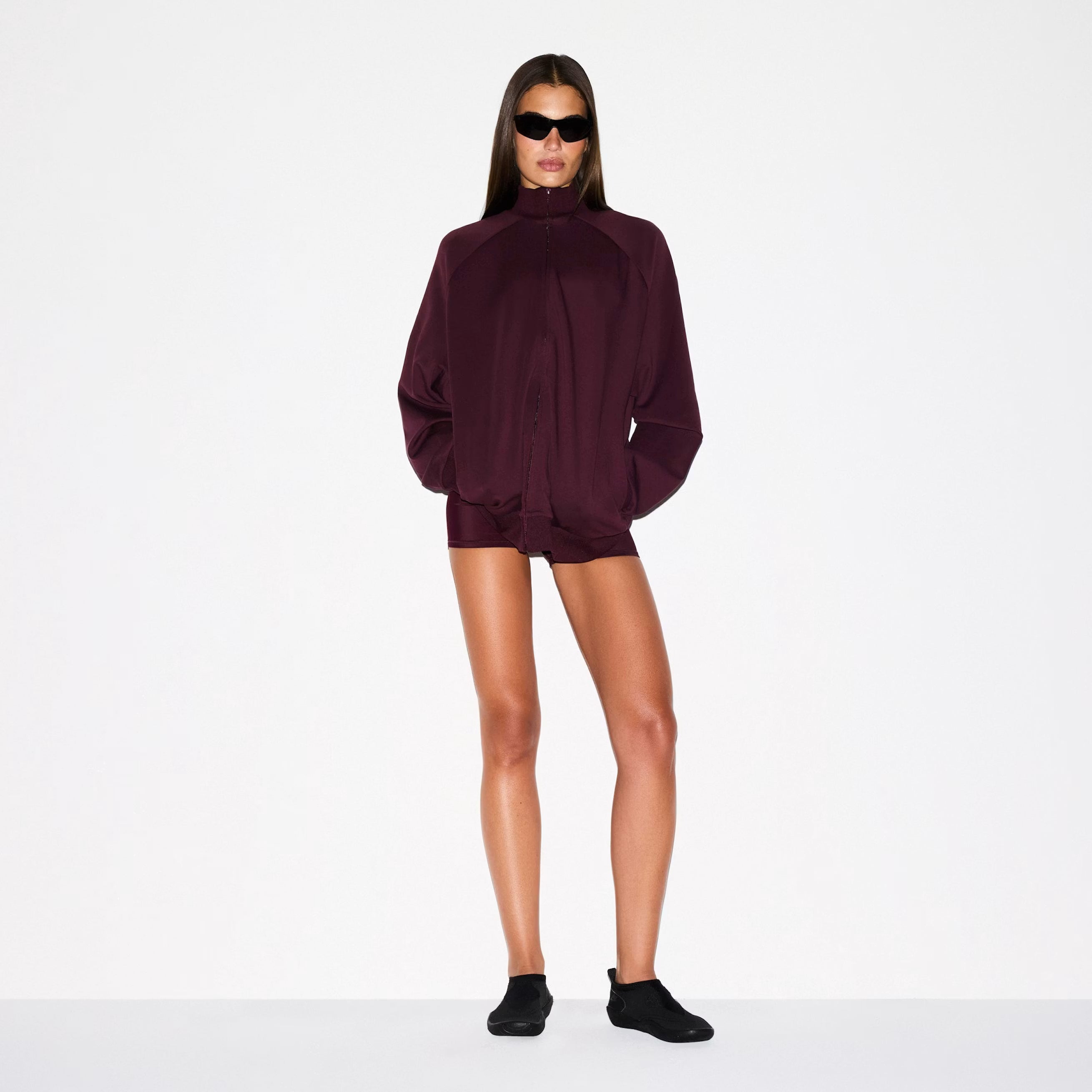 NikeSKIMS Matte Tricot Women's Oversized Full-Zip Track Jacket Currant