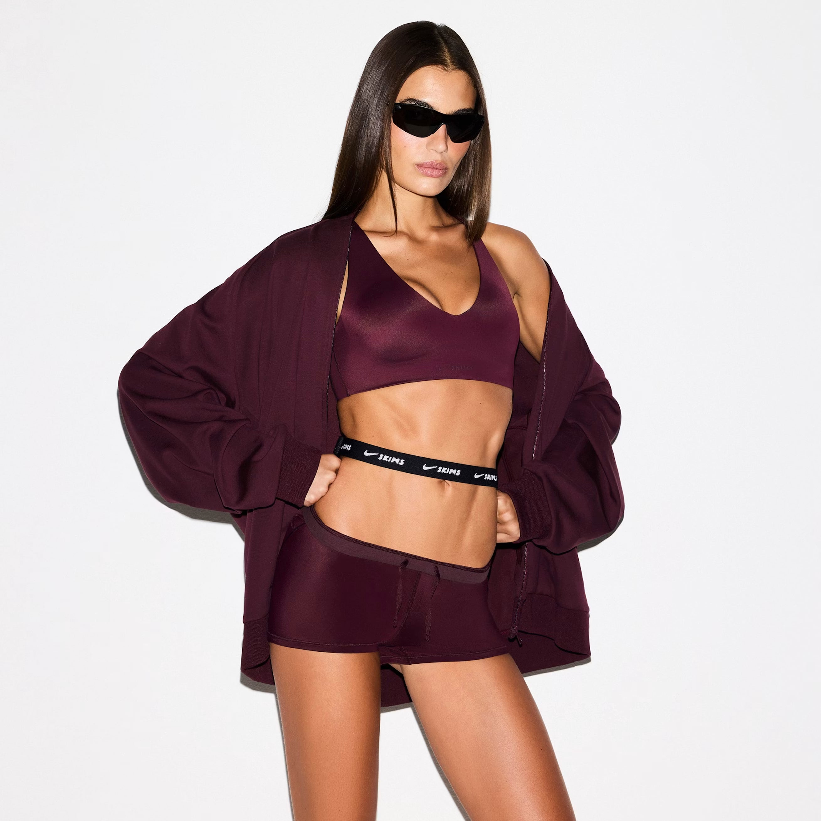 NikeSKIMS Matte Tricot Women's Oversized Full-Zip Track Jacket Currant
