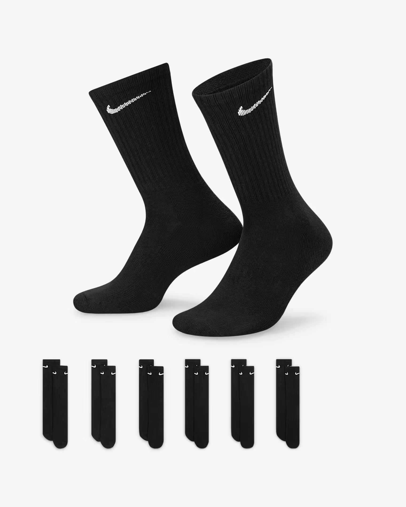 Nike Everyday Cushion Crew x 6 Socks - Black/White