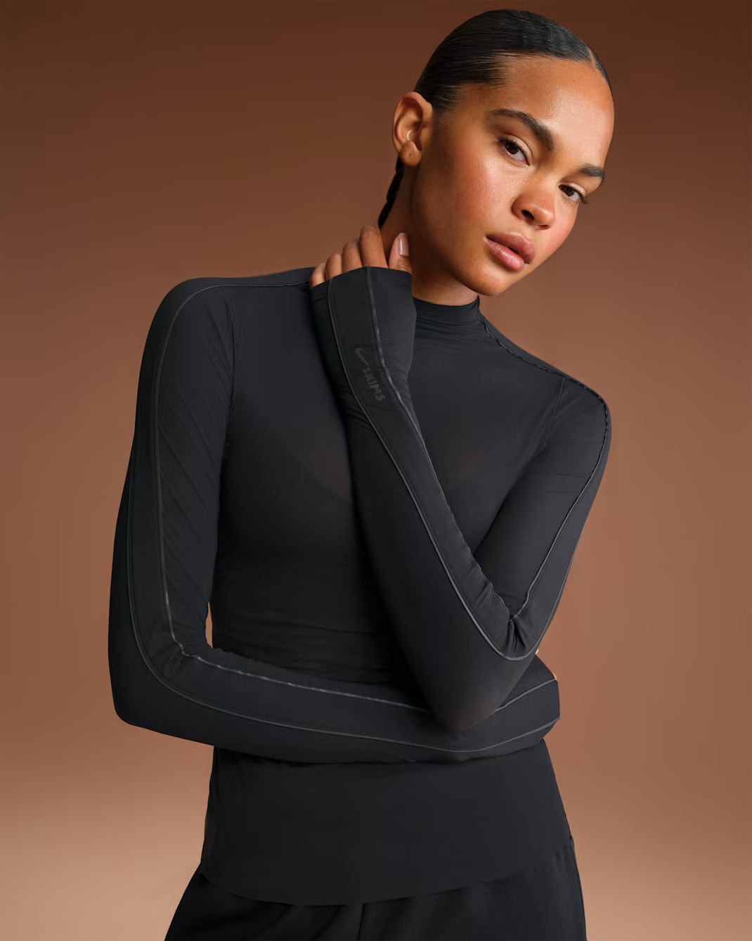 Nike SKIMS Weightless Layers Women's Mock-Neck Long-Sleeve Top Black