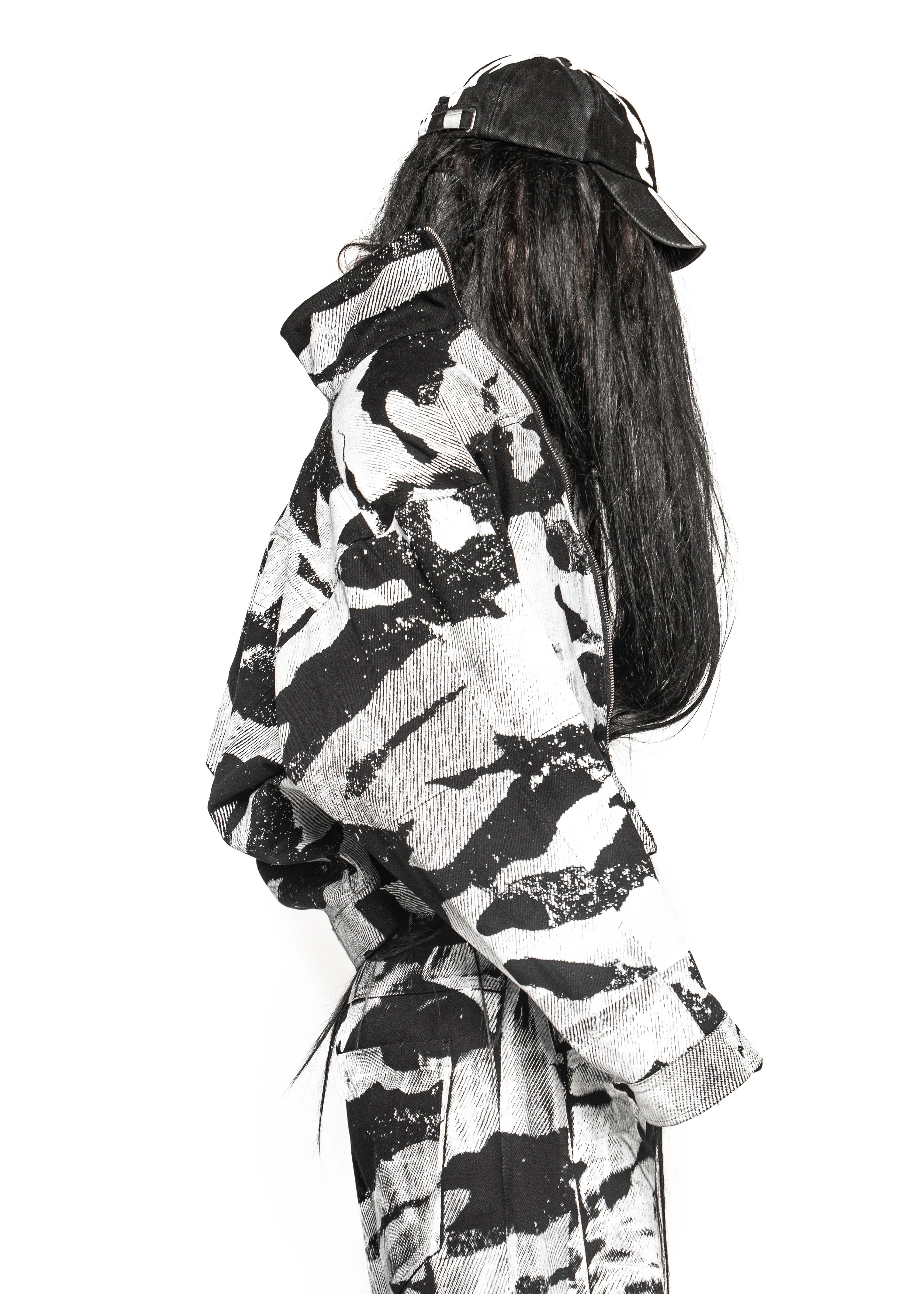 PLA4 CAMO BLACK DENIM JACKET