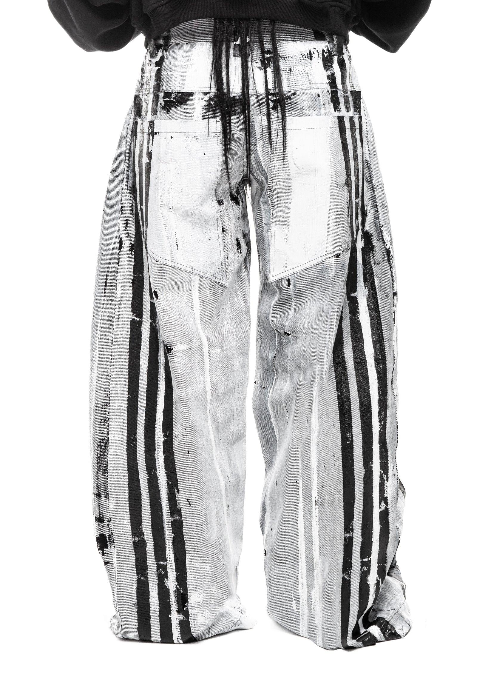 PLA4 STRIPES WAXED WHITE JEANS